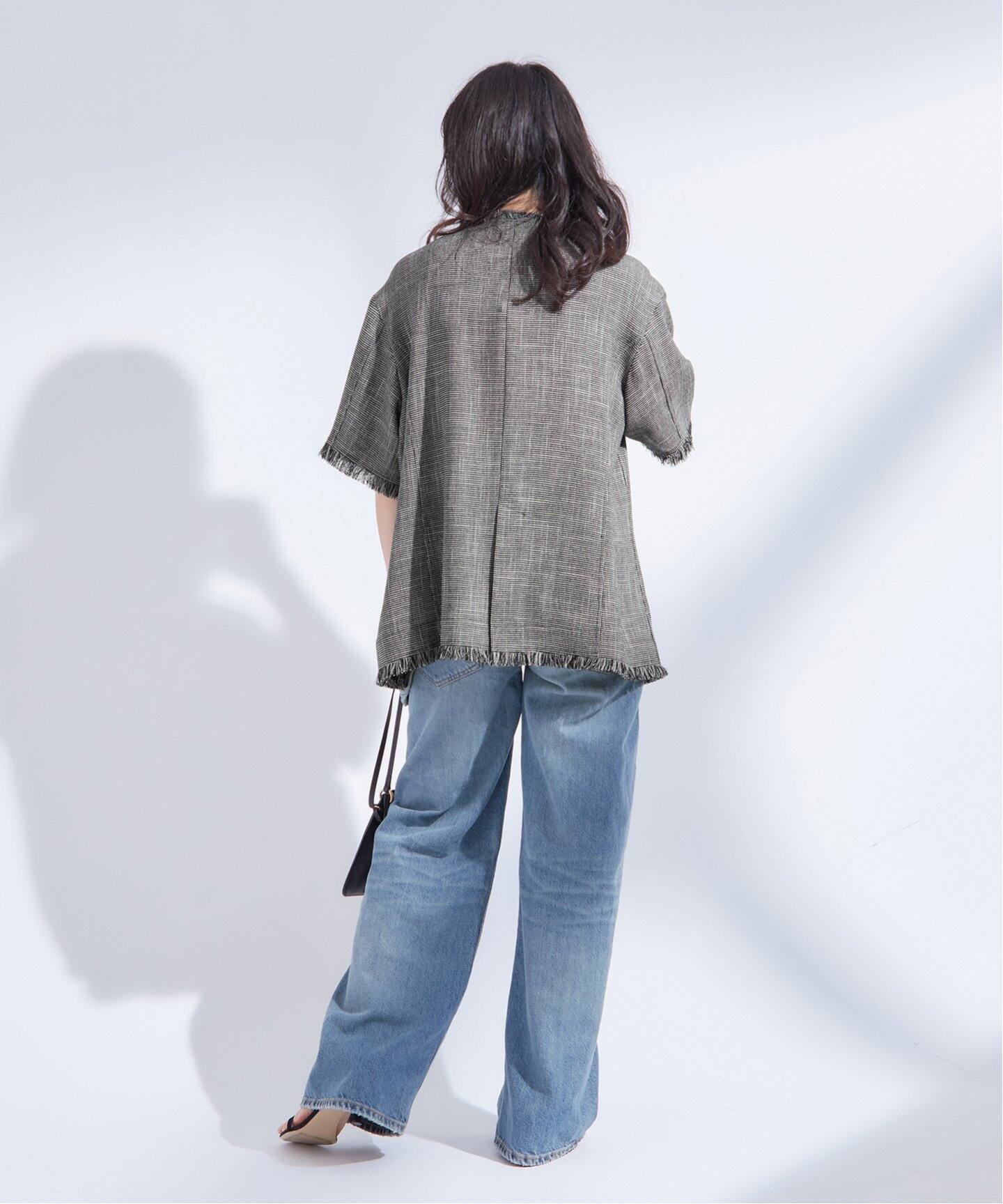 TWEEDY MESH ショートスリーブジャケット（ノーカラージャケット 