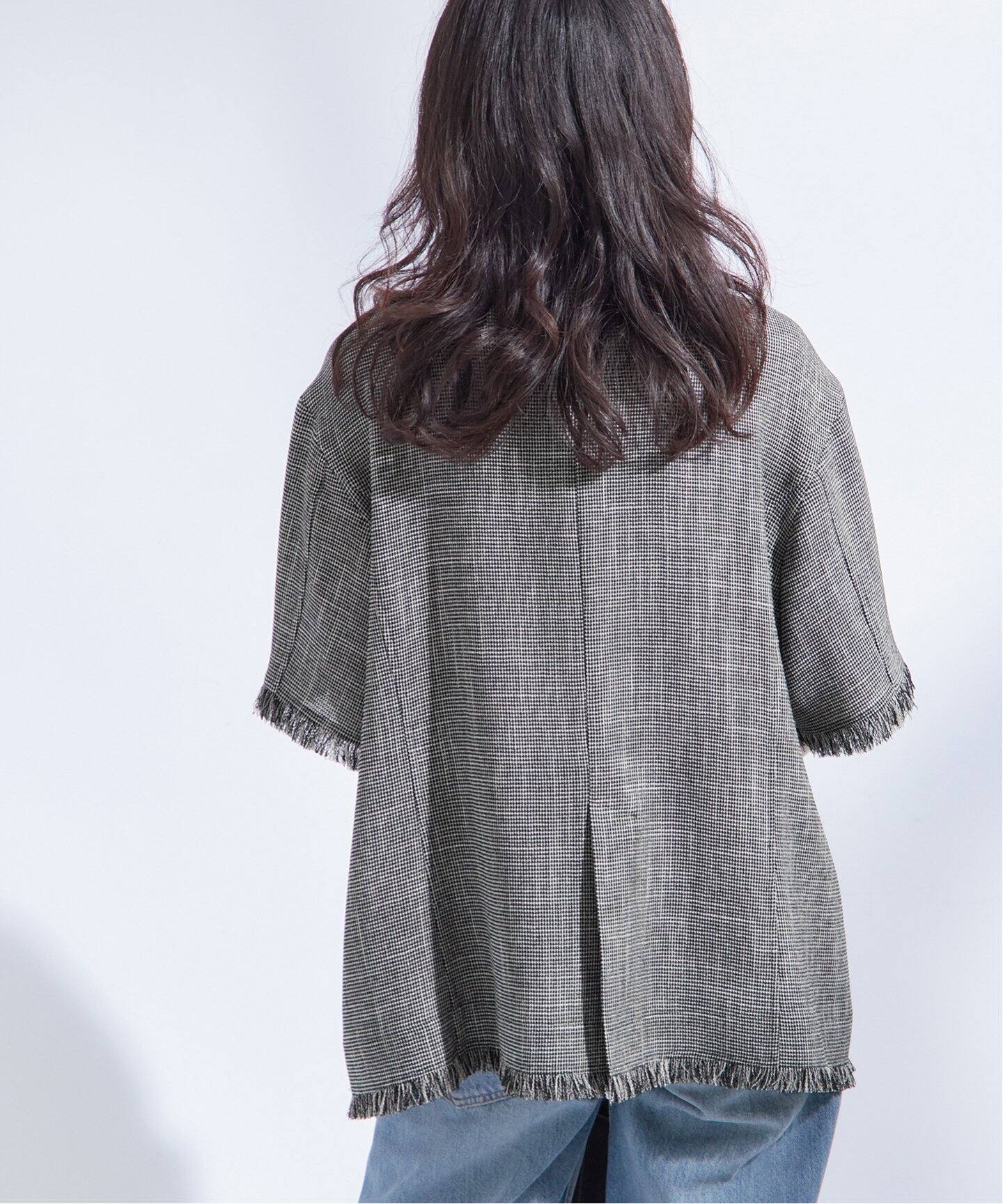 TWEEDY MESH ショートスリーブジャケット（ノーカラージャケット 