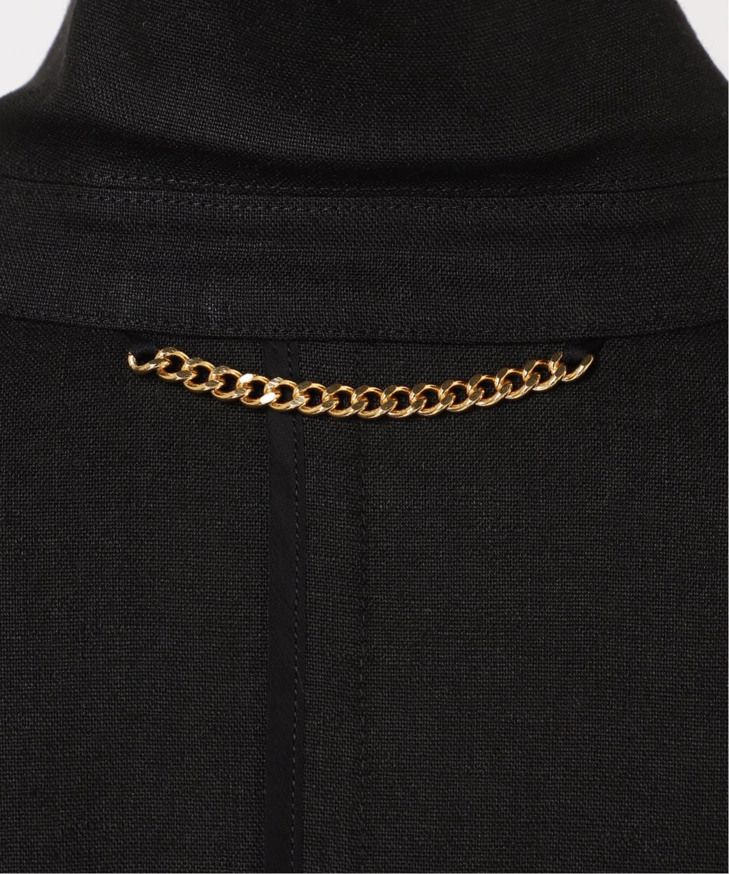 ジャーナルスタンダードレサージュ　リネンハーフスリーブジャケット　黒 journal standard L'essage（ジャーナルスタンダードレサージュ