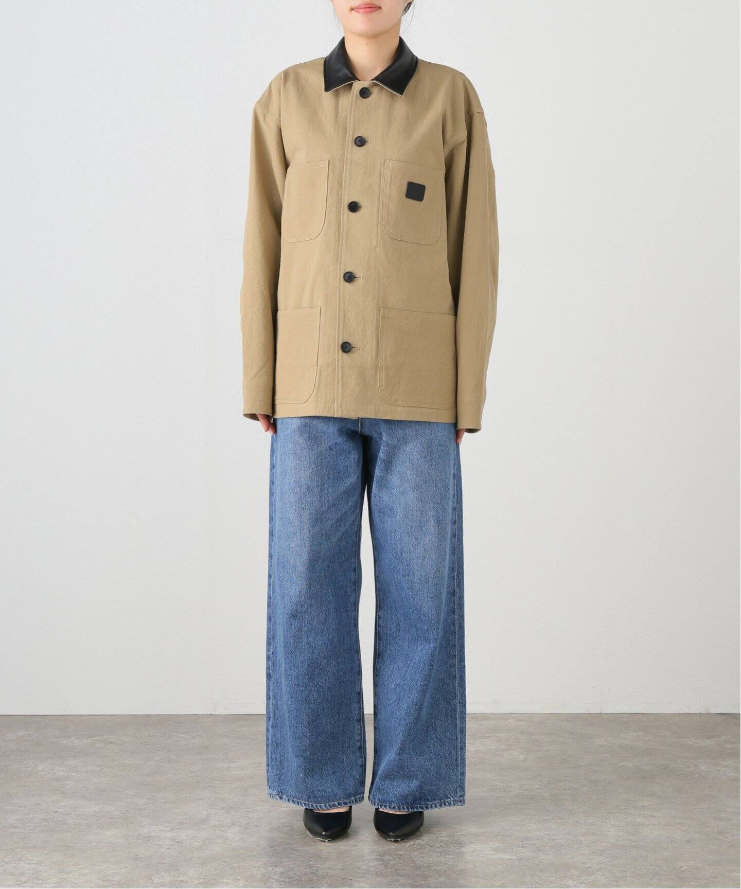 JANE SMITH/ジェーンスミス】LEATHER COLLAR COTTON CHINO C 