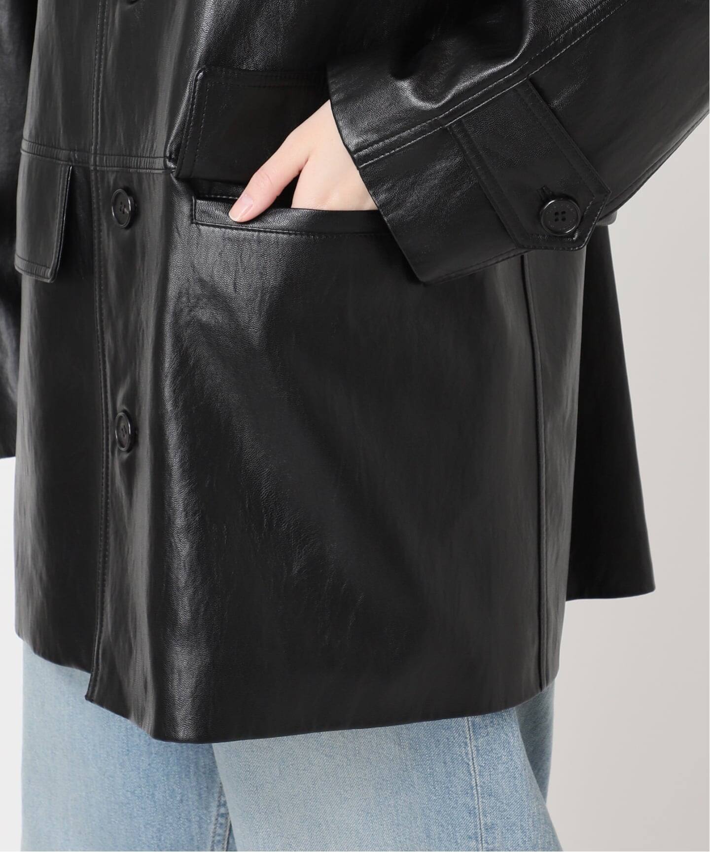 ジャケット・アウター Dunst UNISEX LEATHER HALF JACKET DUNST/ダンスト】UNISEX LILY VEGAN LEATHER HALF JAC：ジャケット