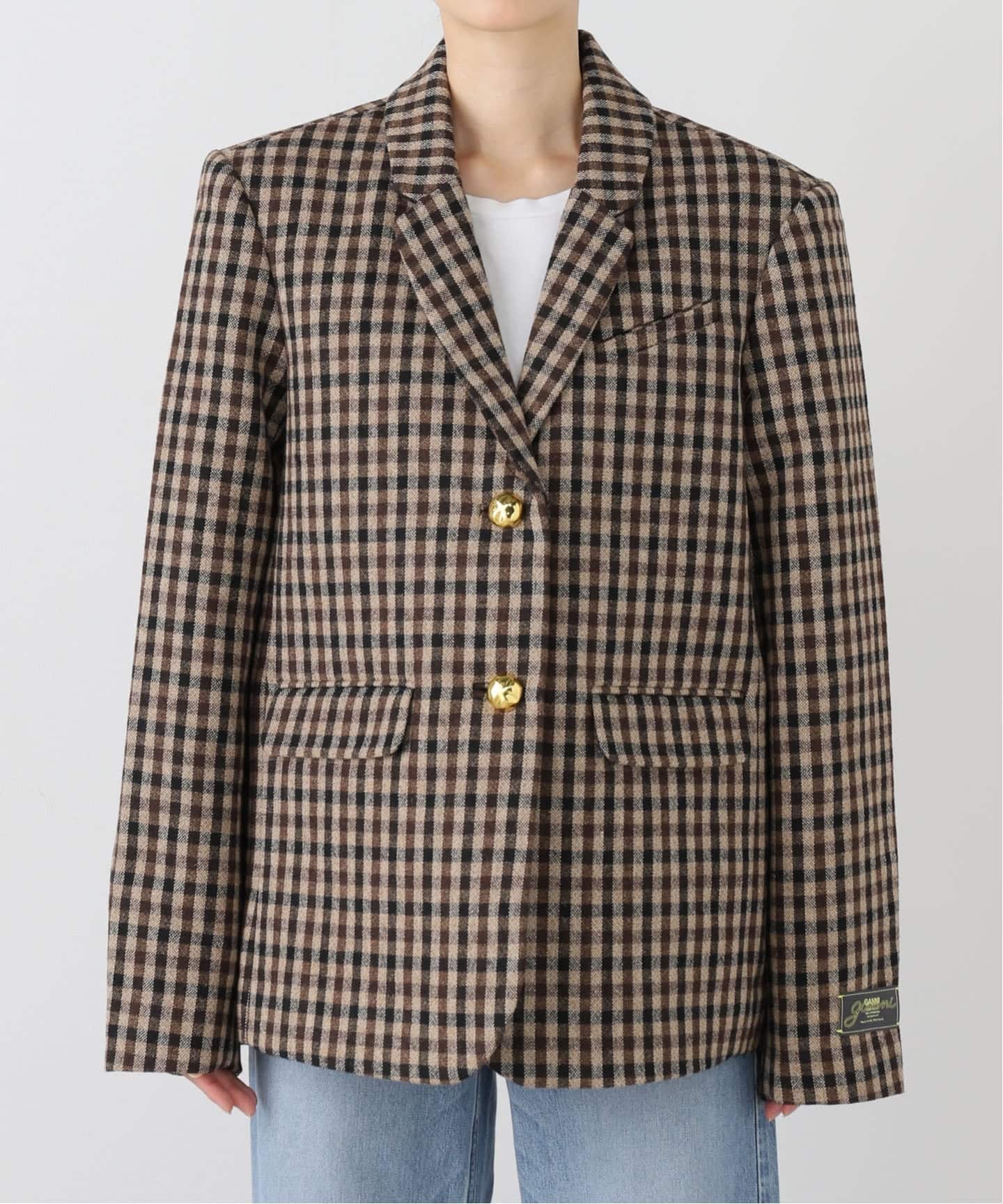 ganni テーラードジャケット GANNI（ガニー）の「Drapey Stripe Suiting Oversized Blazer