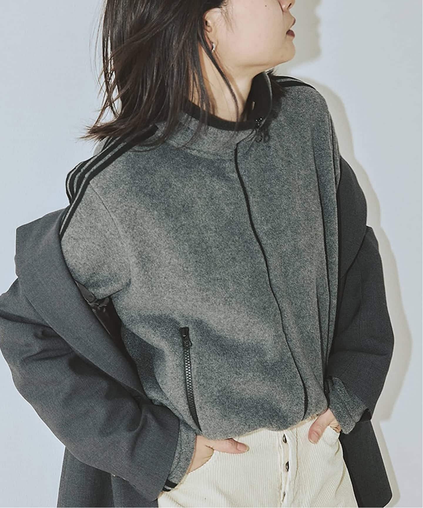 INSCRIRE /アンスクリア Fleece Tight Fit Track Jacket：ブルゾン