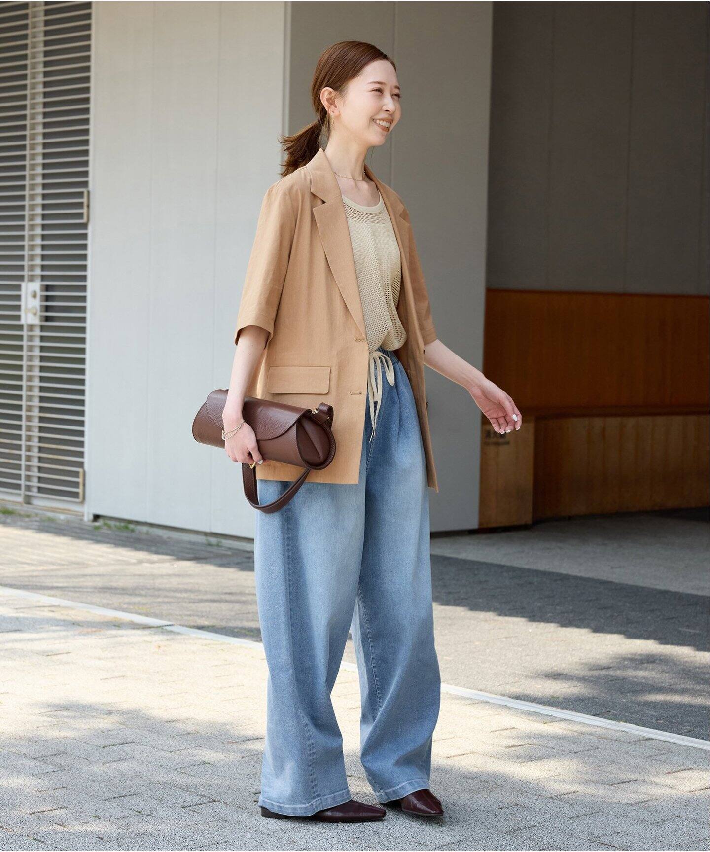 予約》コットンリネンVISハーフスリーブジャケット（テーラード  