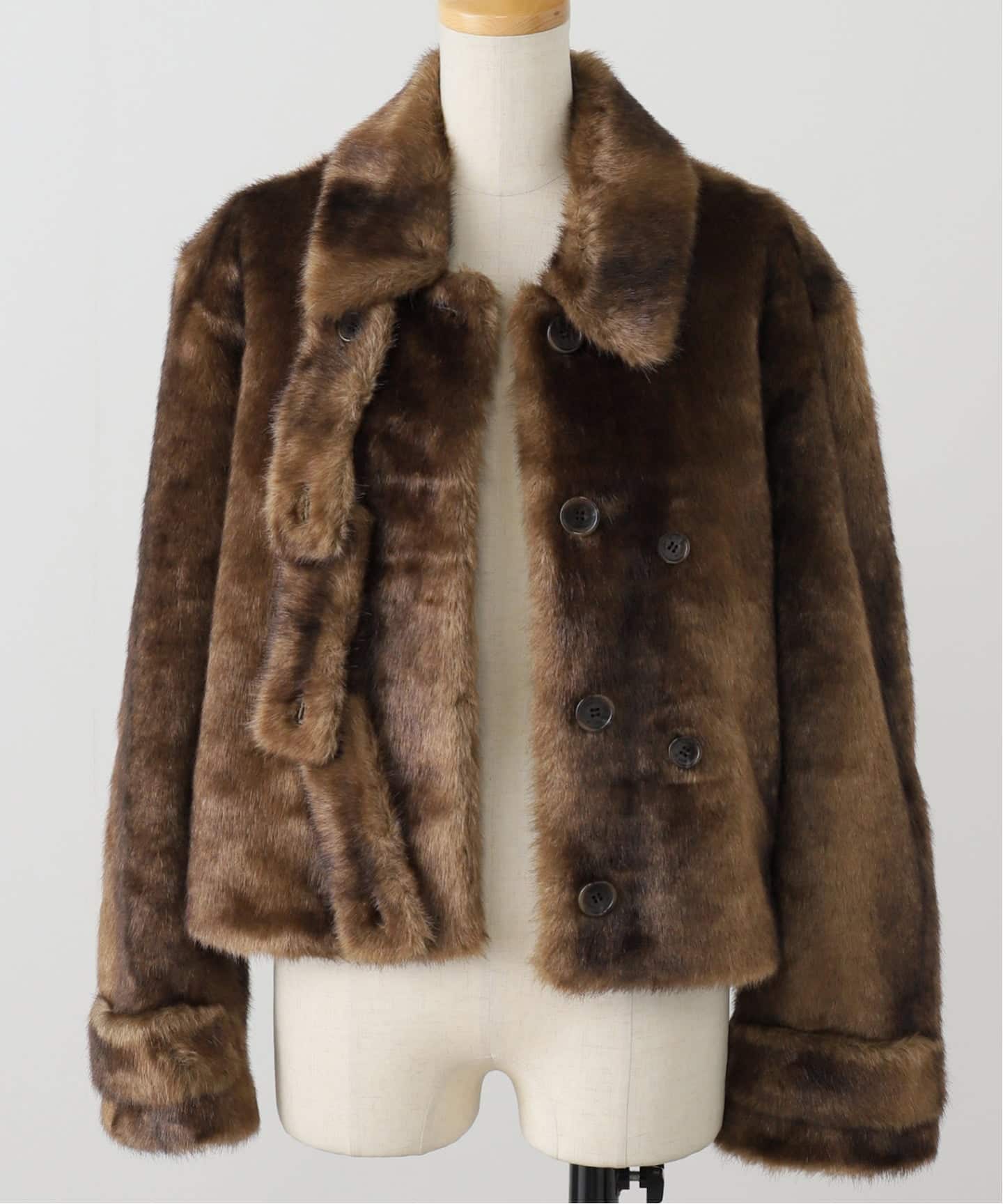 OPEN YY / オープンワイワイ】Woven FAUX FUR TAB TOGGLE JACKET