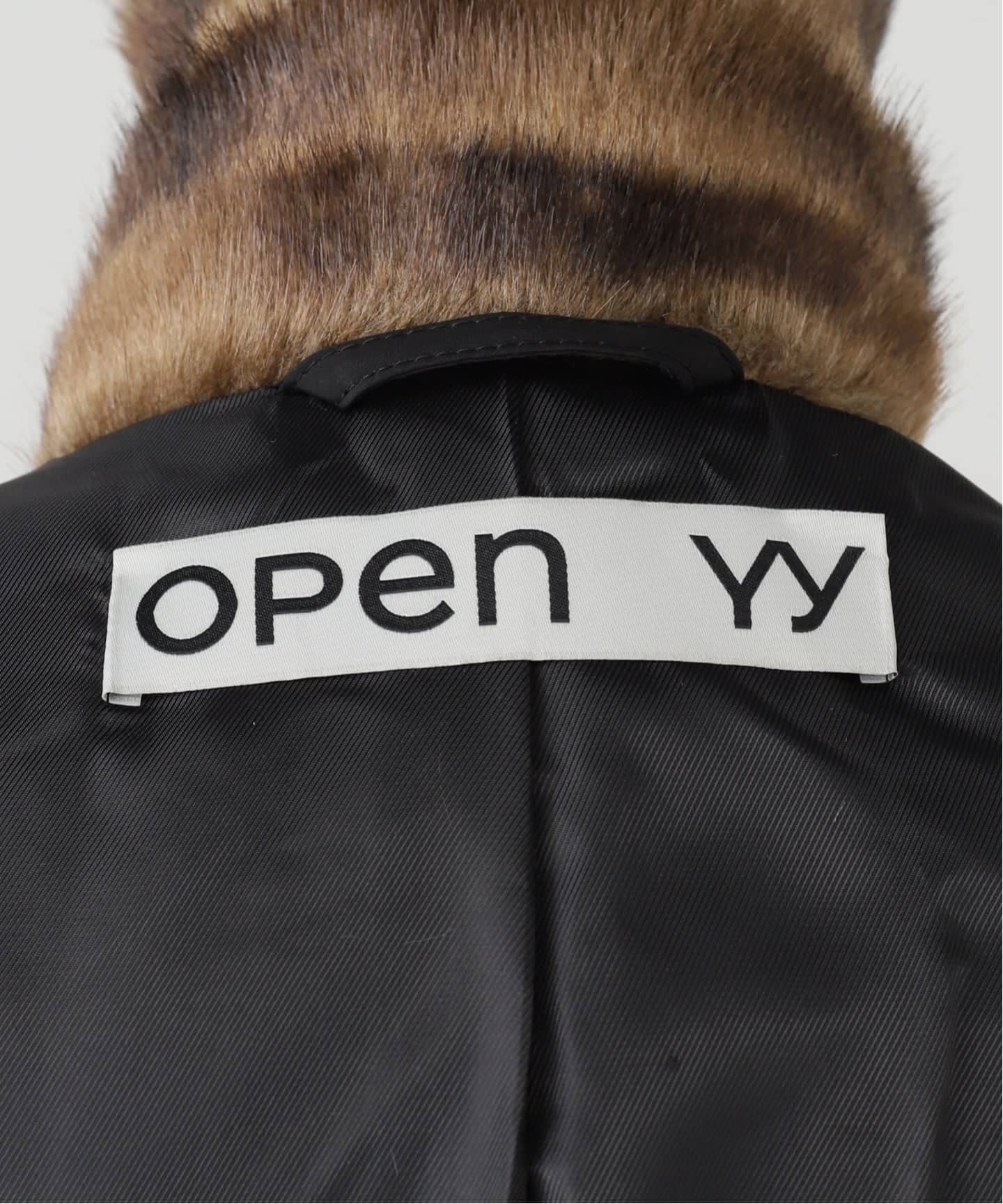 OPEN YY / オープンワイワイ】Woven FAUX FUR TAB TOGGLE JACKET