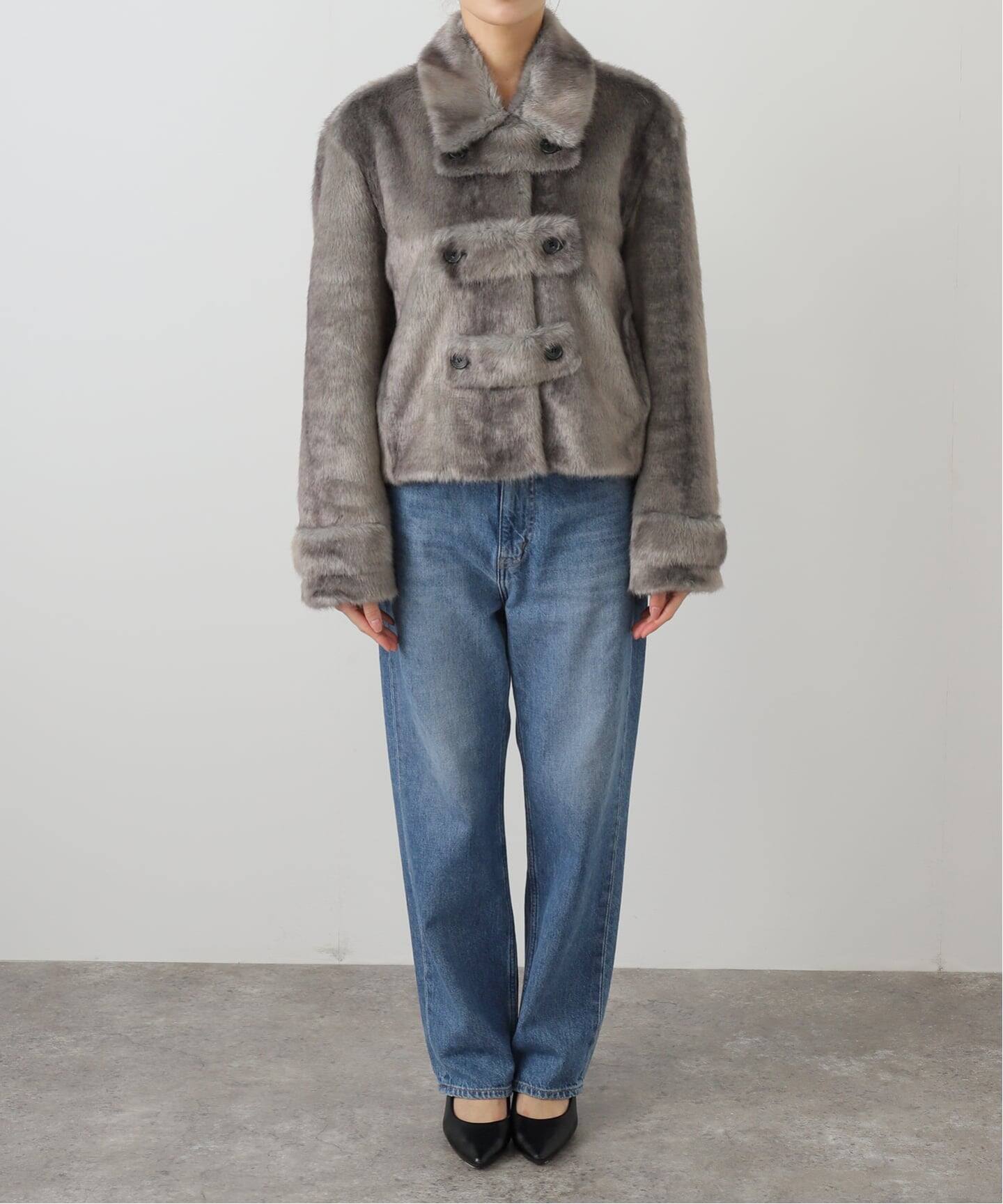 OPEN YY / オープンワイワイ】 Woven FAUX FUR TAB TOGGLE JACKET