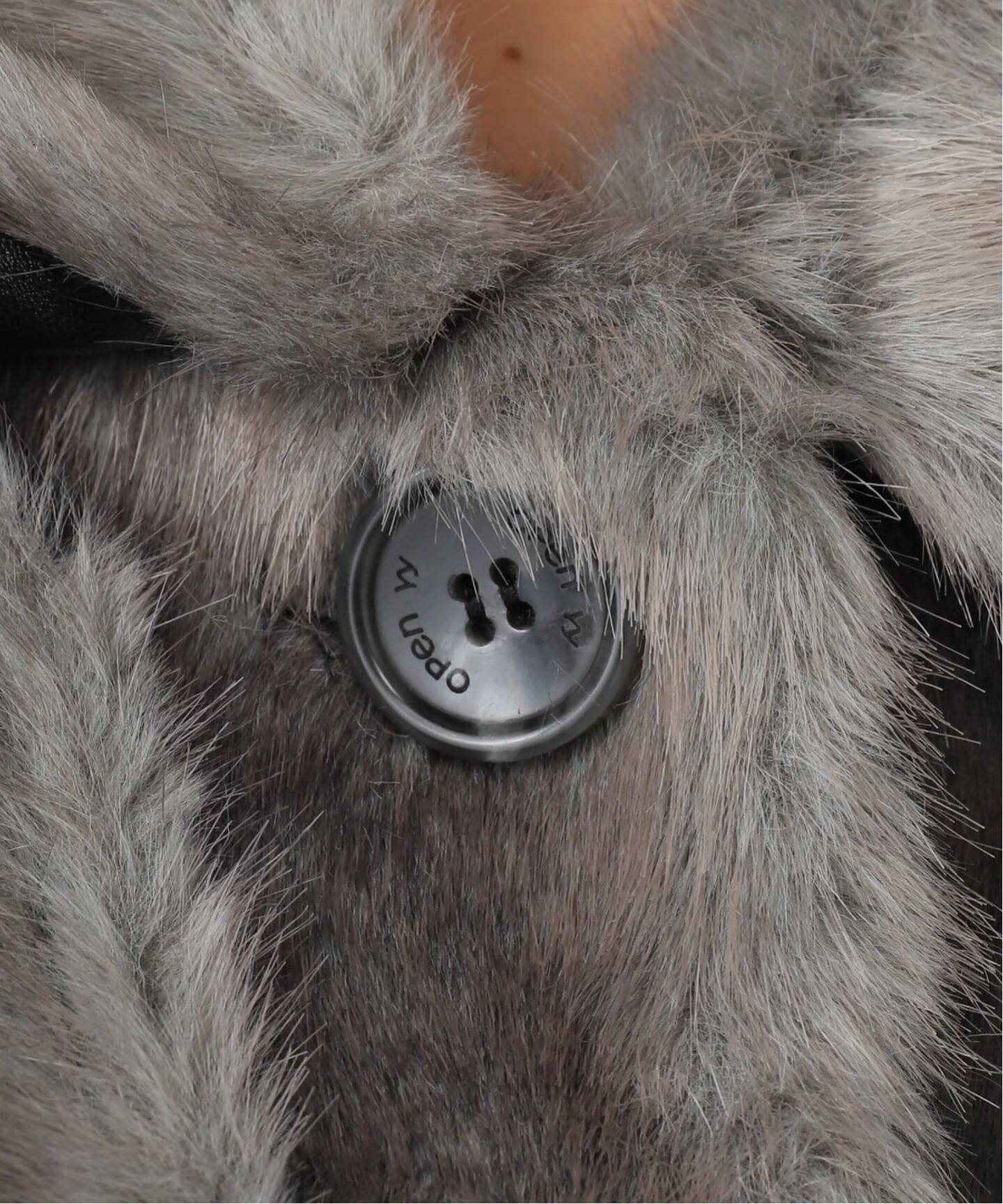 OPEN YY / オープンワイワイ】 Woven FAUX FUR TAB TOGGLE JACKET