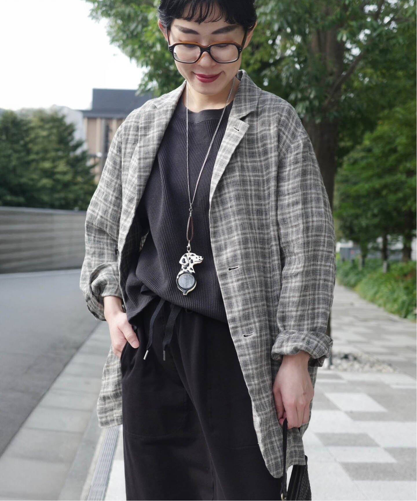 リネンチェック ジェントルジャケット（テーラードジャケット  