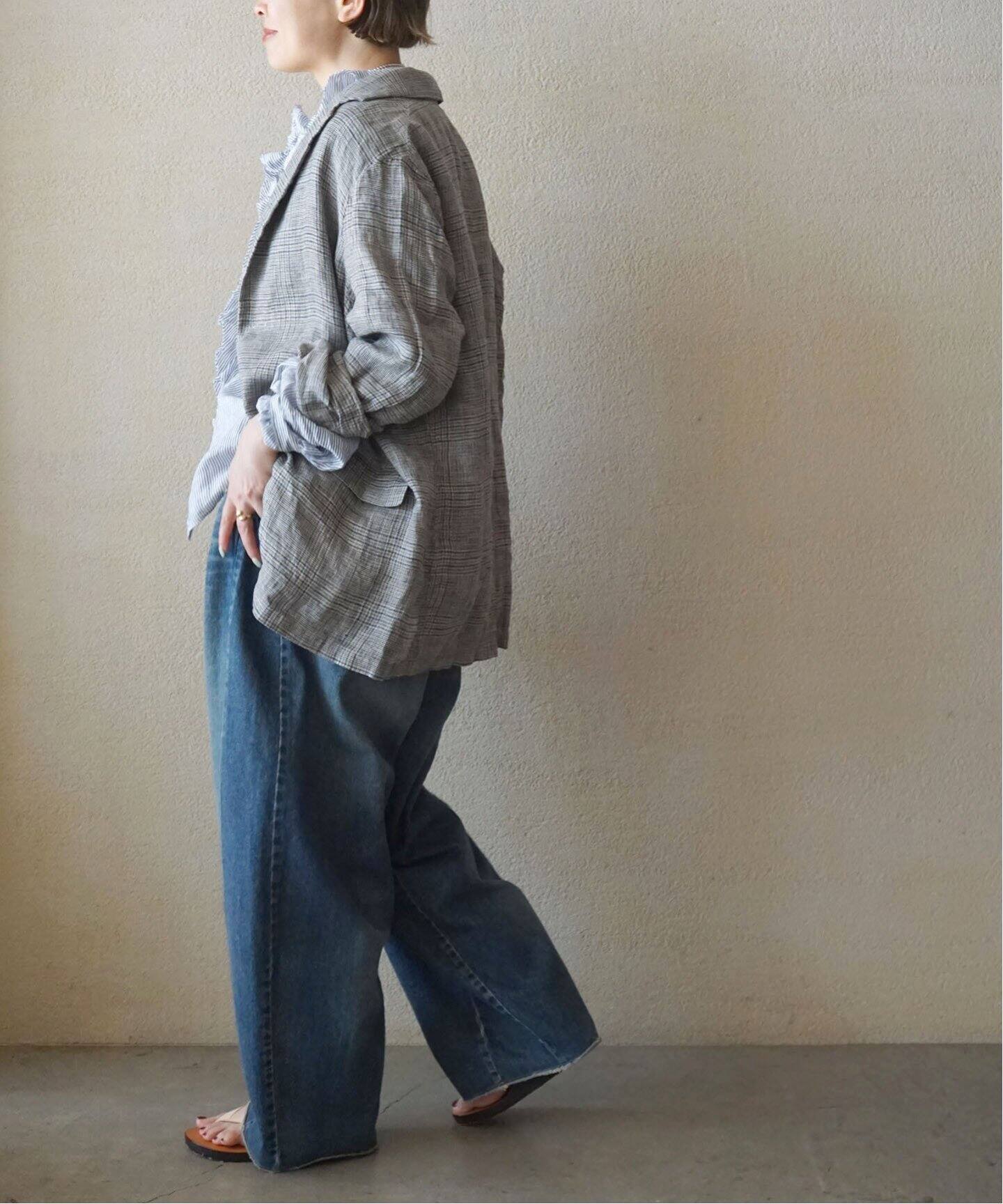 リネンチェック ジェントルジャケット（テーラードジャケット  