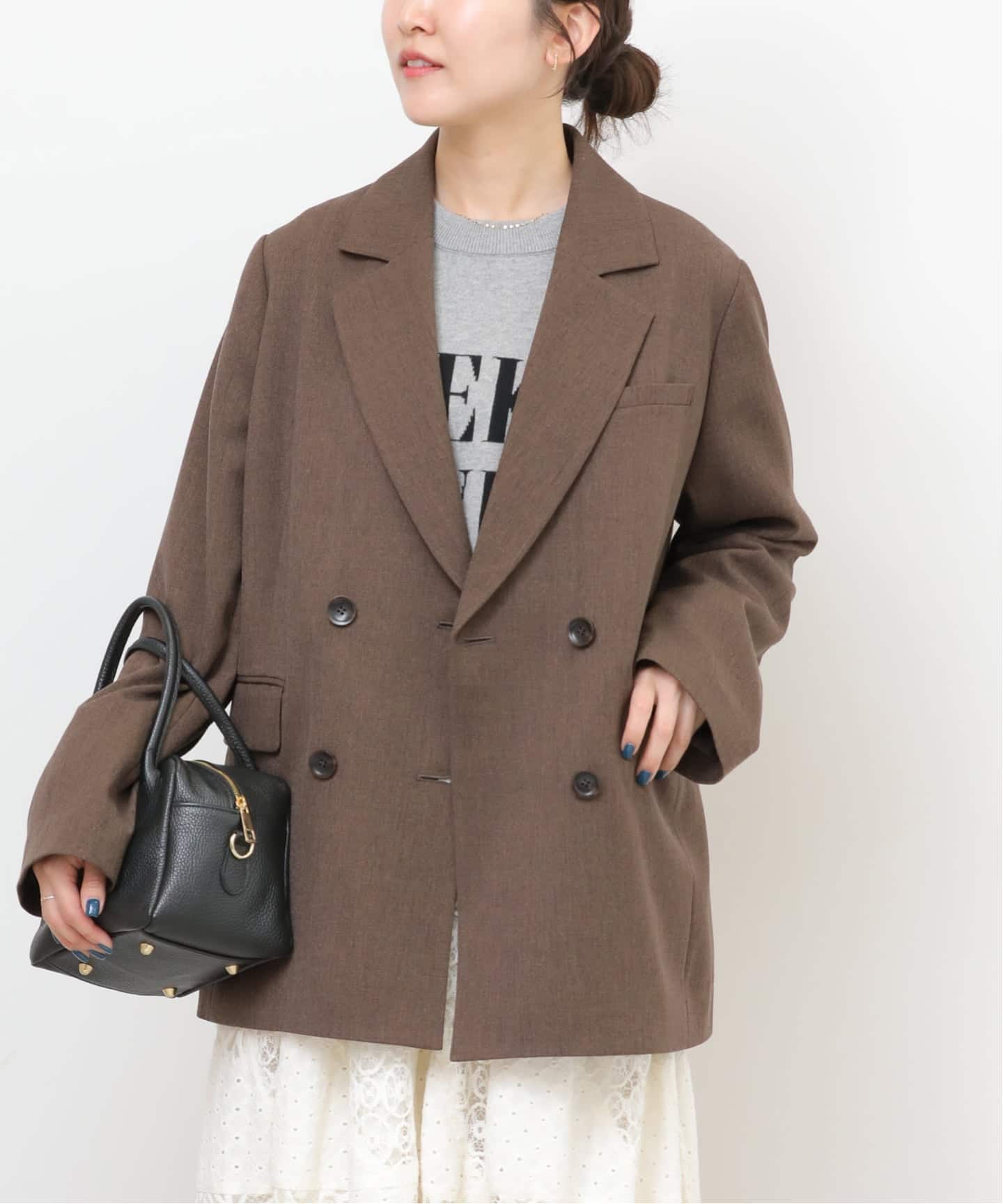 ツイーディーツイルテーラードダブルジャケット 追加》ツイーディーツイルテーラードダブルジャケット（テーラード