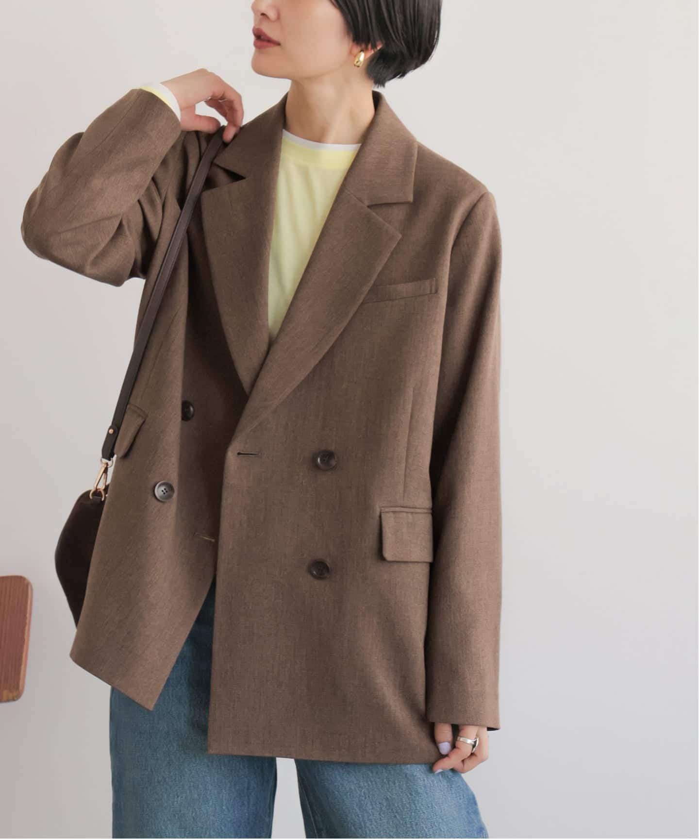 追加》ツイーディーツイルテーラードダブルジャケット（テーラード