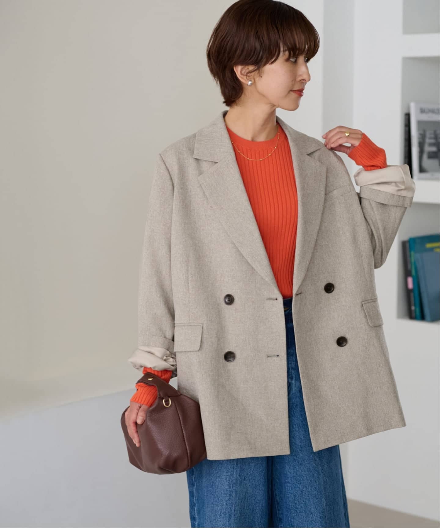 追加》ツイーディーツイルテーラードダブルジャケット