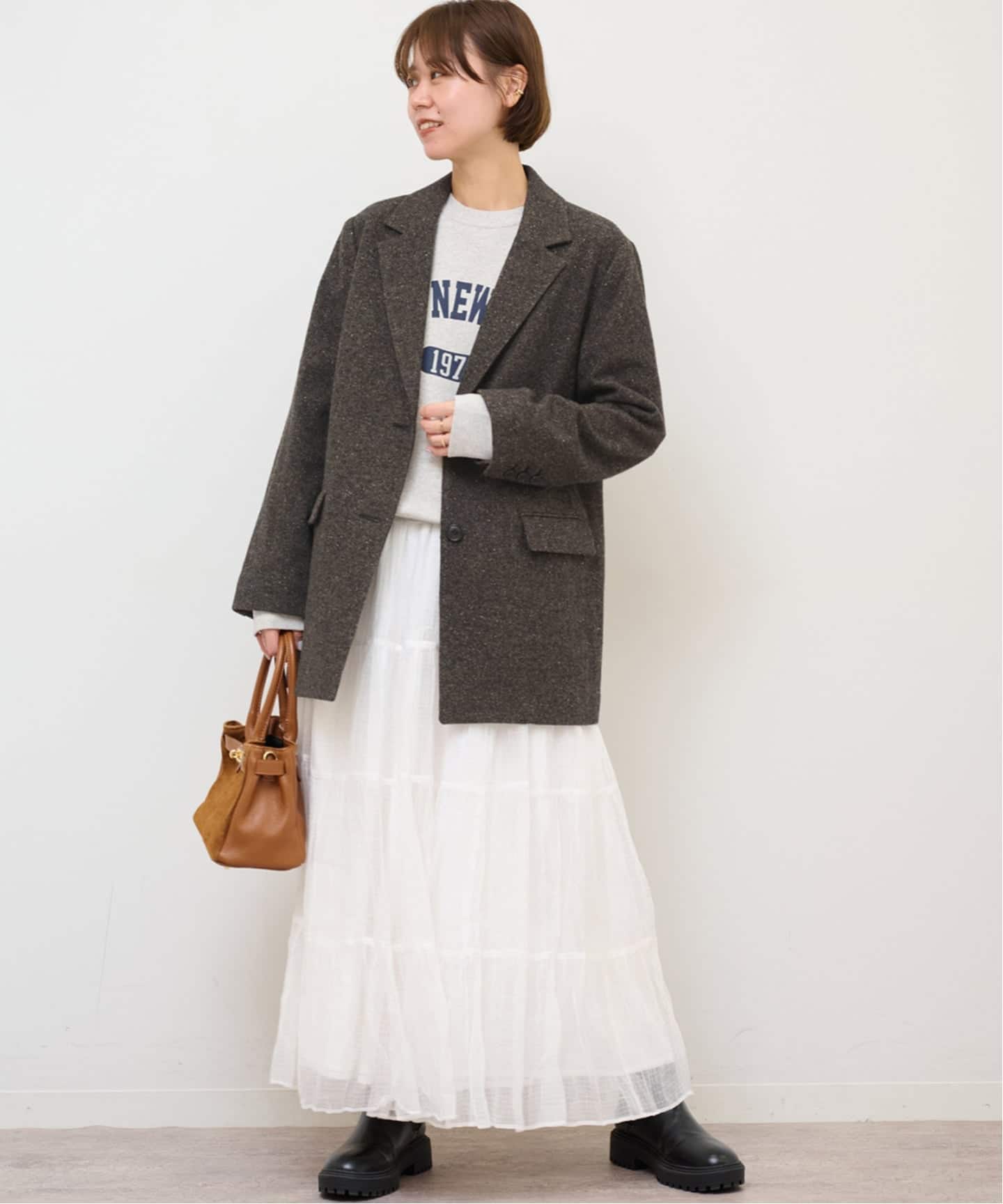 シルクネップツイードシングルジャケット（テーラードジャケット