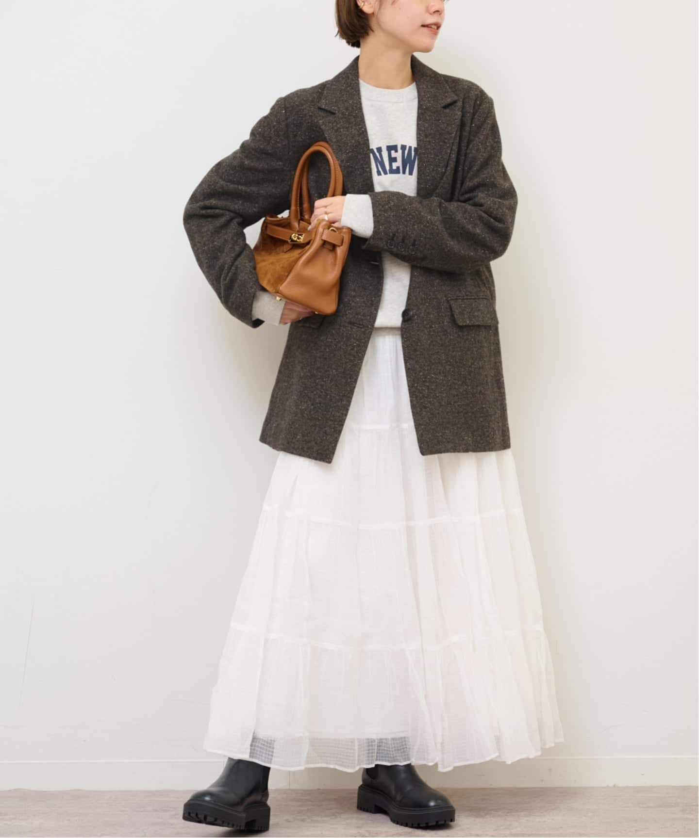 シルクネップツイードシングルジャケット（テーラードジャケット