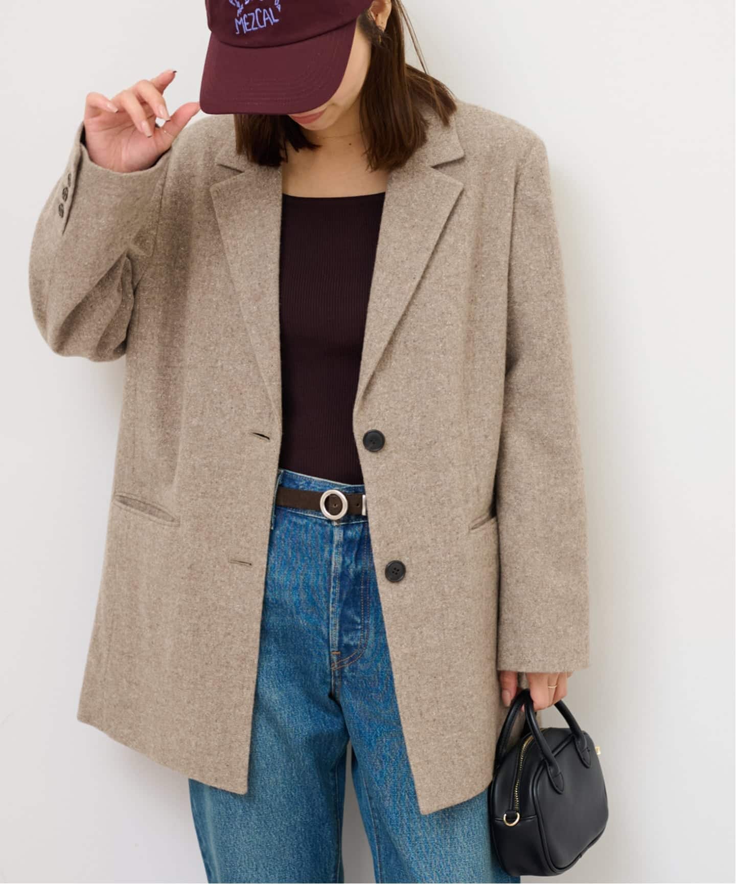 シルクネップツイードシングルジャケット（テーラードジャケット