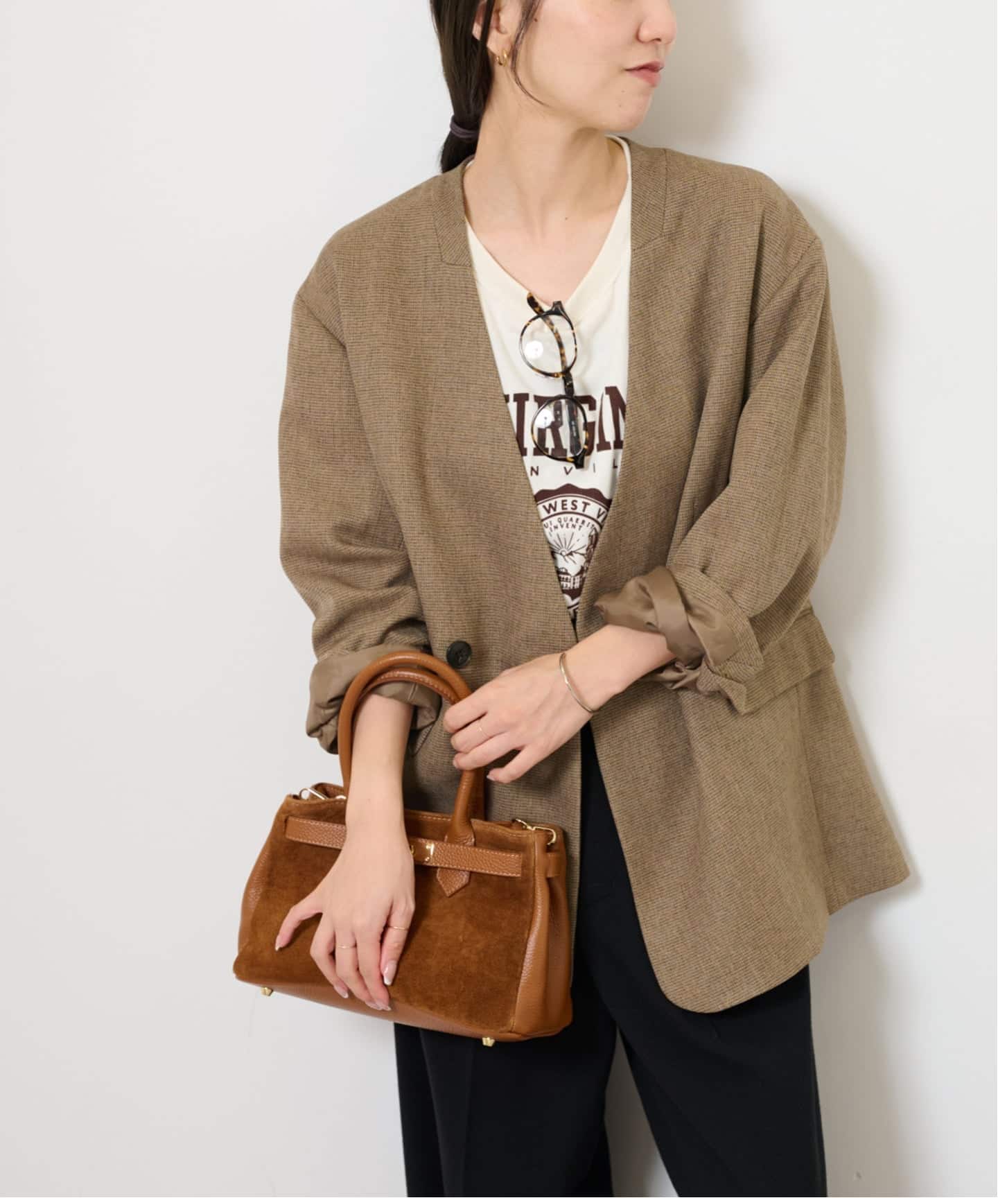 JOURNAL STANDARD ノーカラーダブルジャケット JOURNAL STANDARD（ジャーナルスタンダード）の「ノーカラー