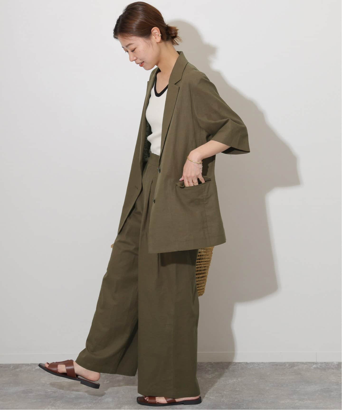 JOURNAL STANDARD リネンハーフスリーブジャケット 追加》リネンコットンハーフスリーブジャケット（テーラード