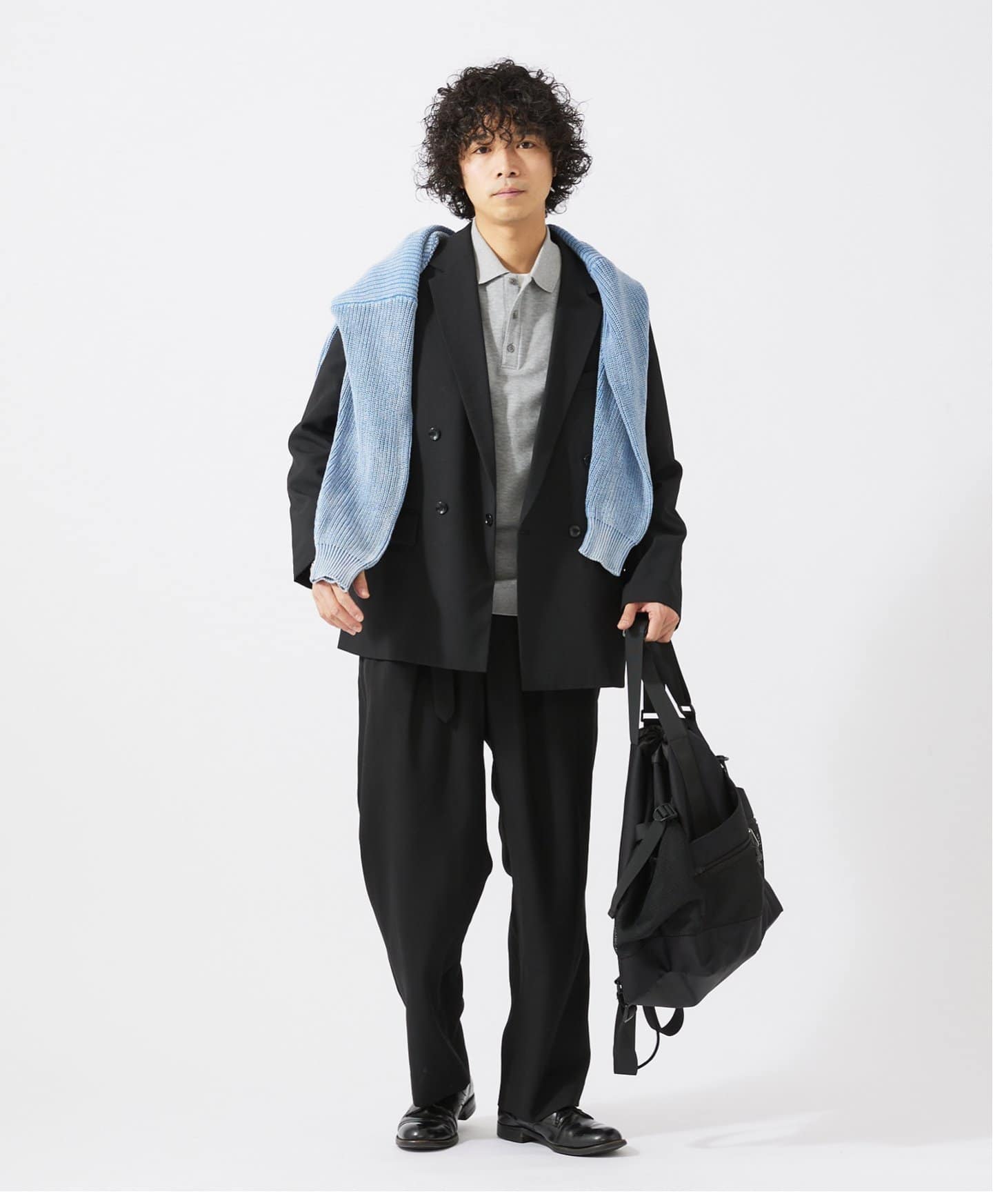 ジャーナルスタンダード　オーバーサイズダブルブレストジャケット　黒 Oversized double-breasted jacket/オーバーサイズダブル