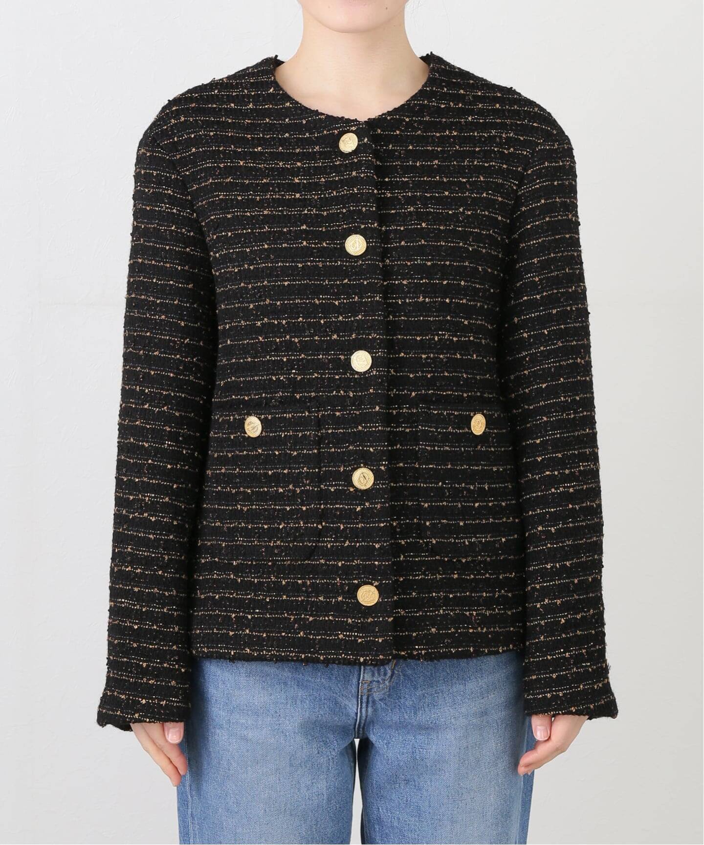 ドゥーズィエムクラス tweed Vネック ジャケット FANTASY TWEED ジャケット（その他ジャケット・スーツ