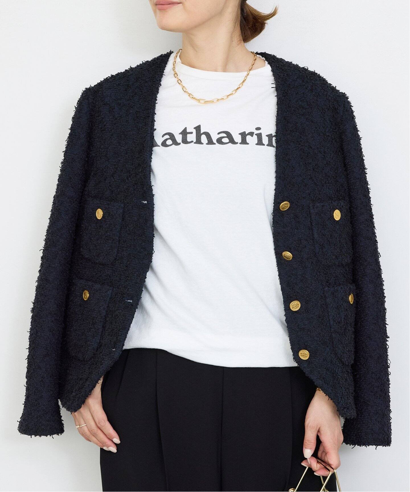 LINTON TWEED Vネック ジャケット（ノーカラージャケット）｜Deuxieme  