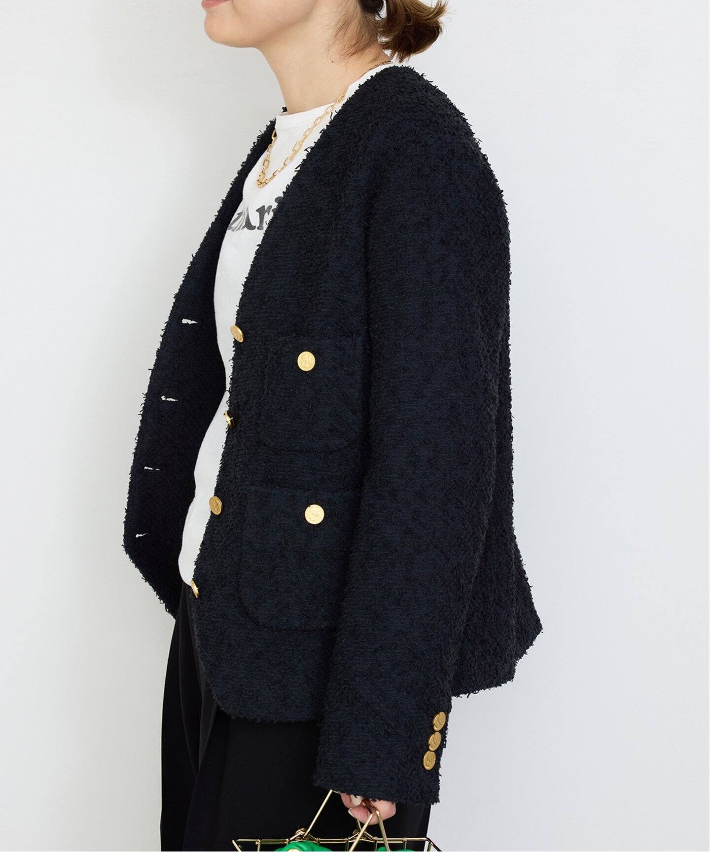 LINTON TWEED Vネック ジャケット（ノーカラージャケット）｜Deuxieme  