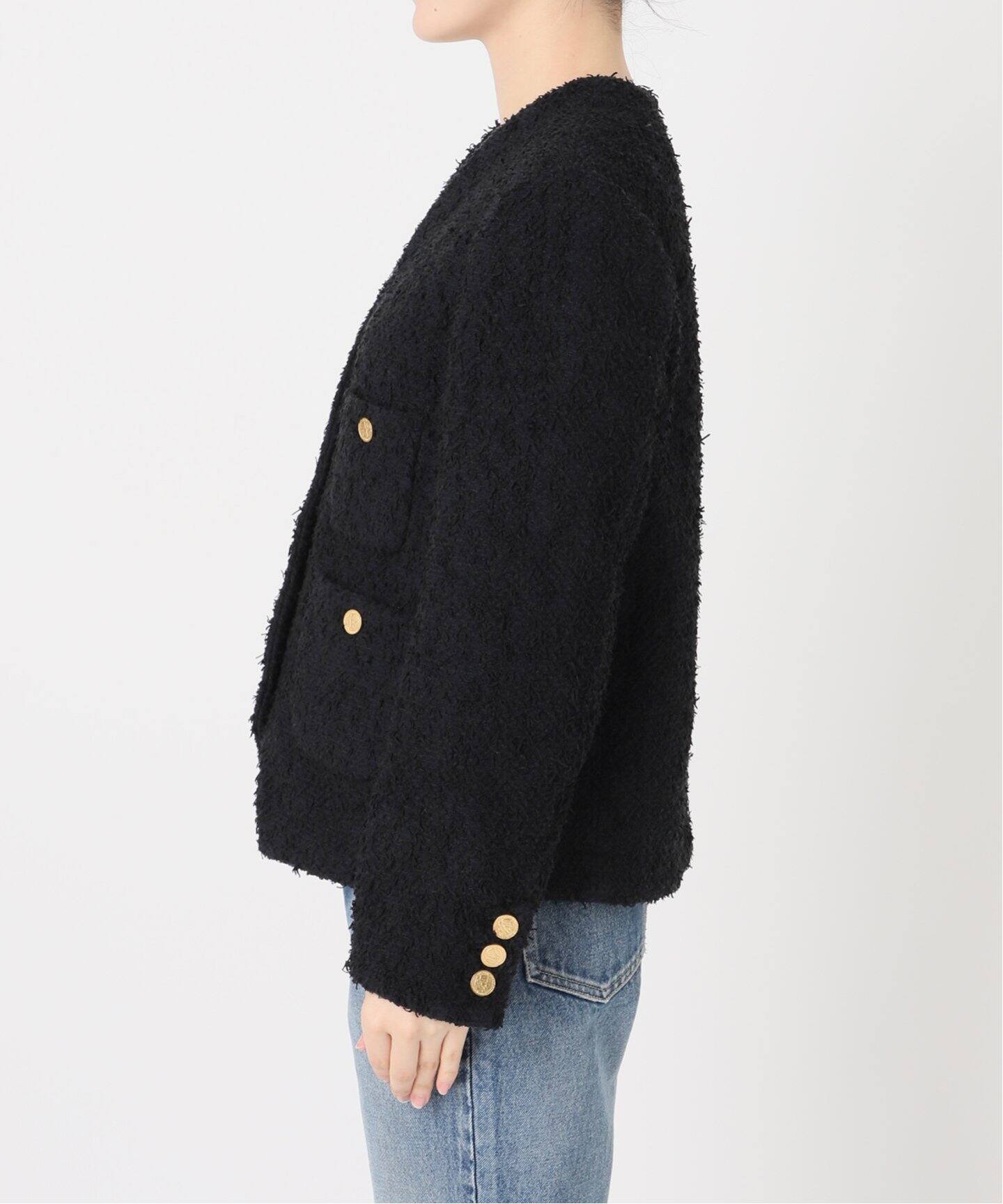 LINTON TWEED Vネック ジャケット（ノーカラージャケット）｜Deuxieme  