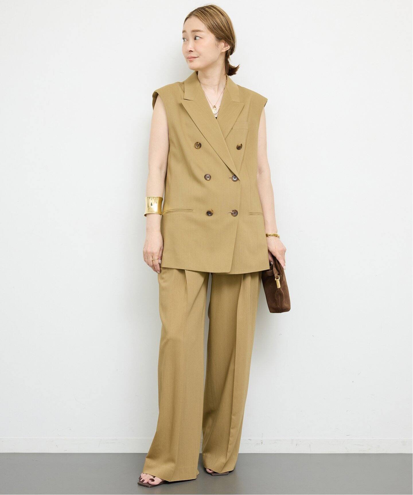 ドゥーズィエムクラス　定価5.1万　バランサ ロングジャケット　キャメル Peters suit ジャケット（スーツベスト）｜Deuxieme Classe
