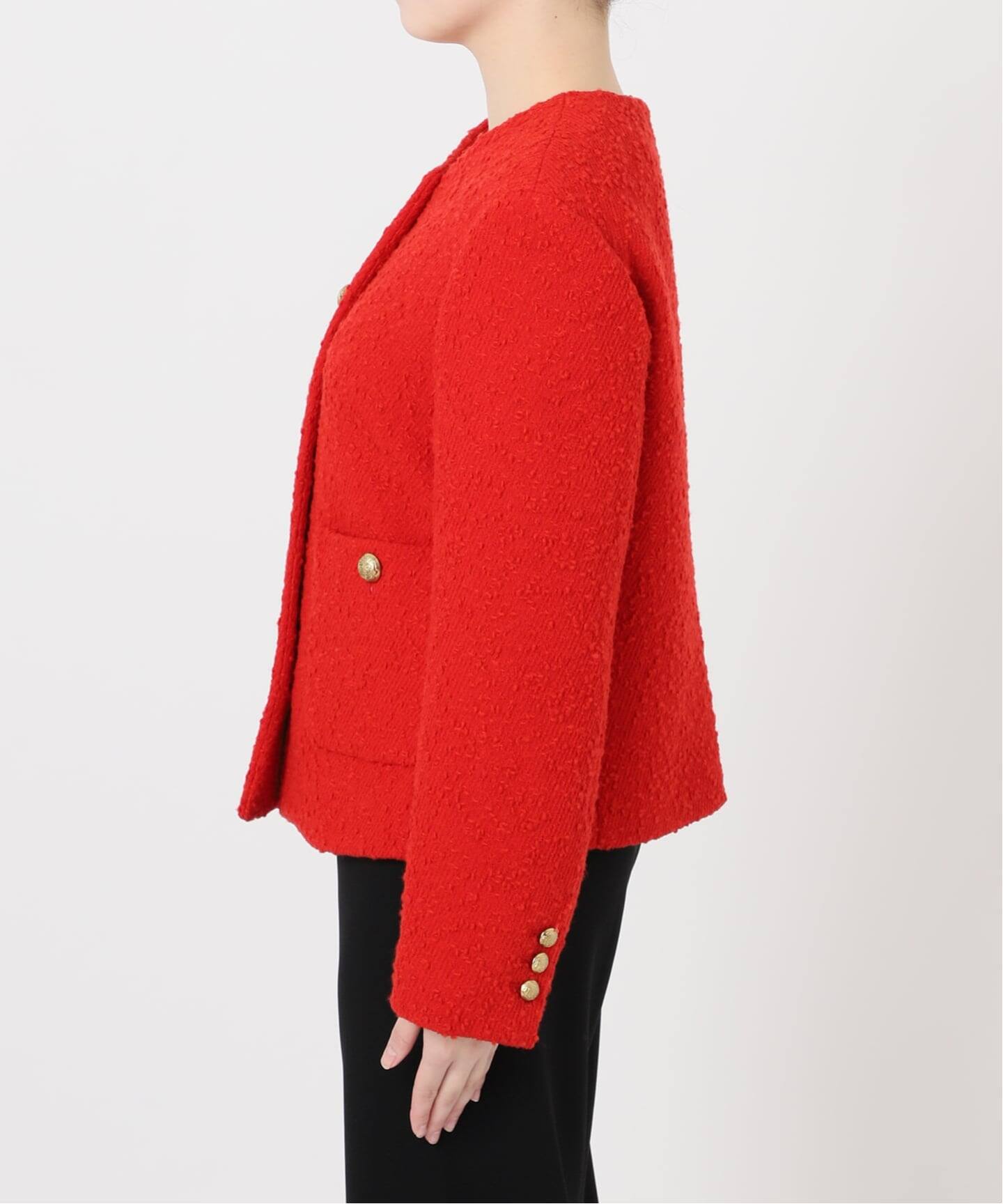 ドゥーズィエムクラス★オリジナルツイード ノーカラージャケット　ウール フリンジ 2025年最新】Deuxieme Classe レディース ノーカラージャケット