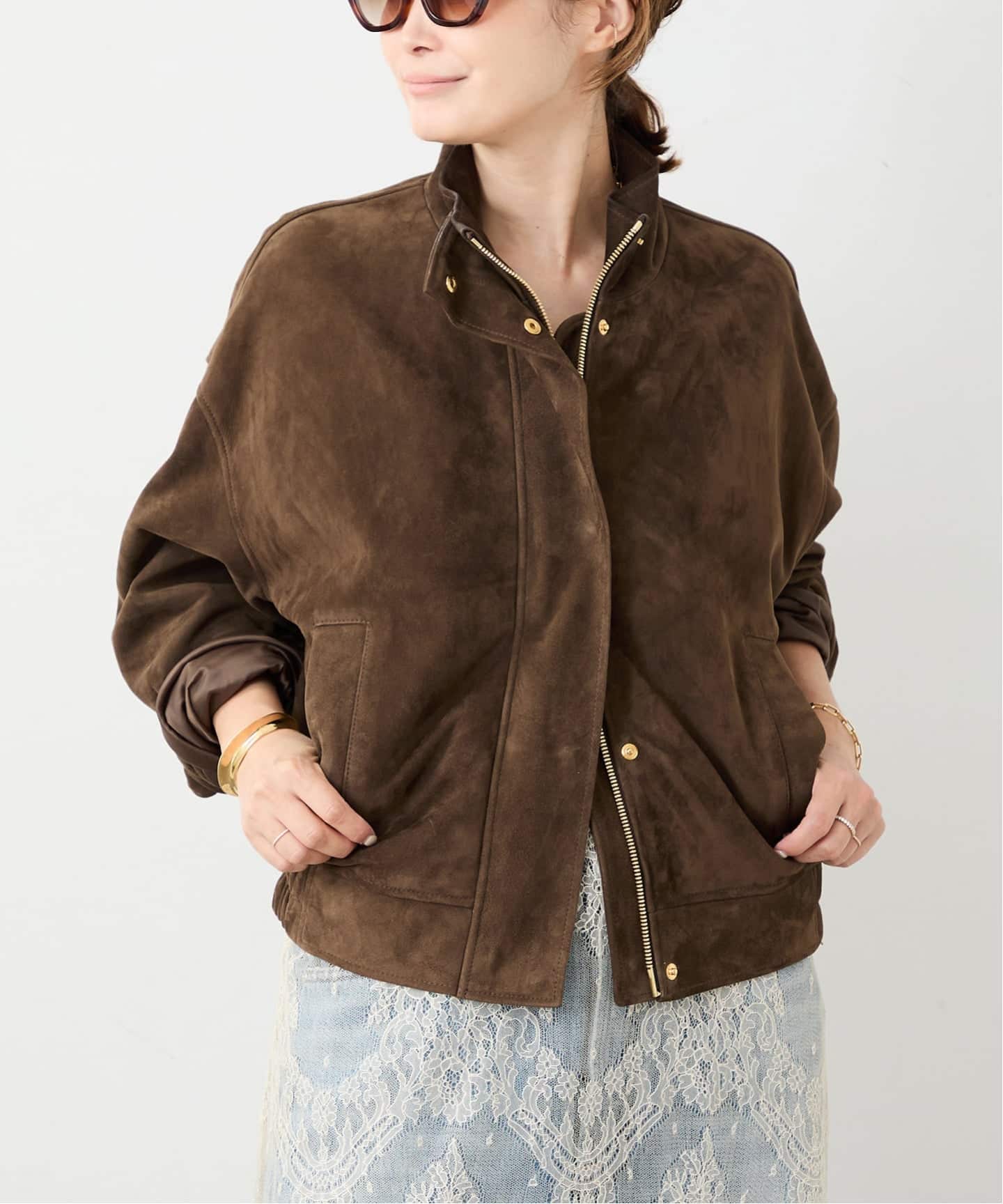 Suede Cropped ブルゾン（レザージャケット）｜Deuxieme Classe