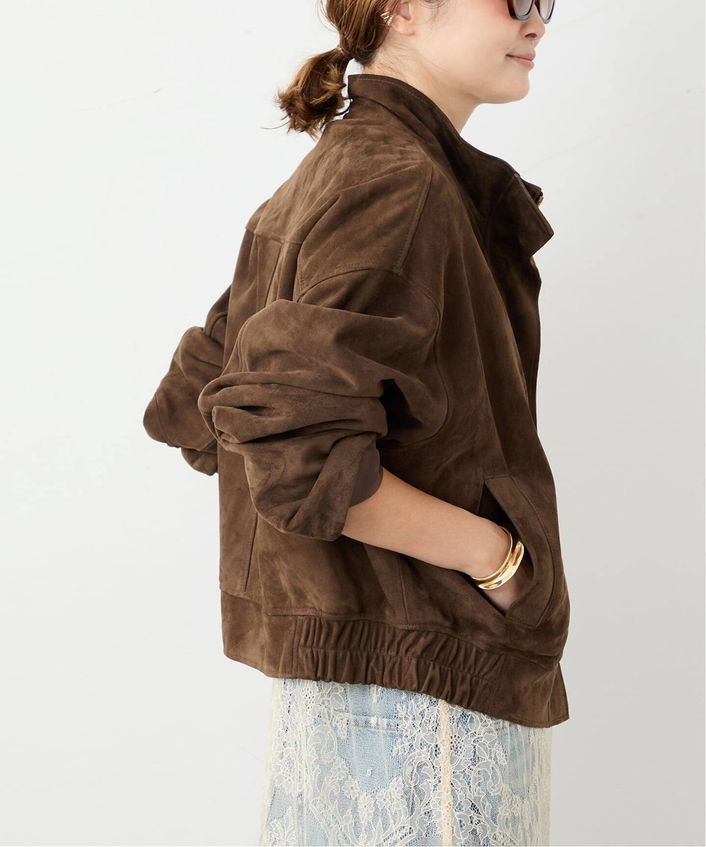Suede Cropped ブルゾン（レザージャケット）｜Deuxieme Classe