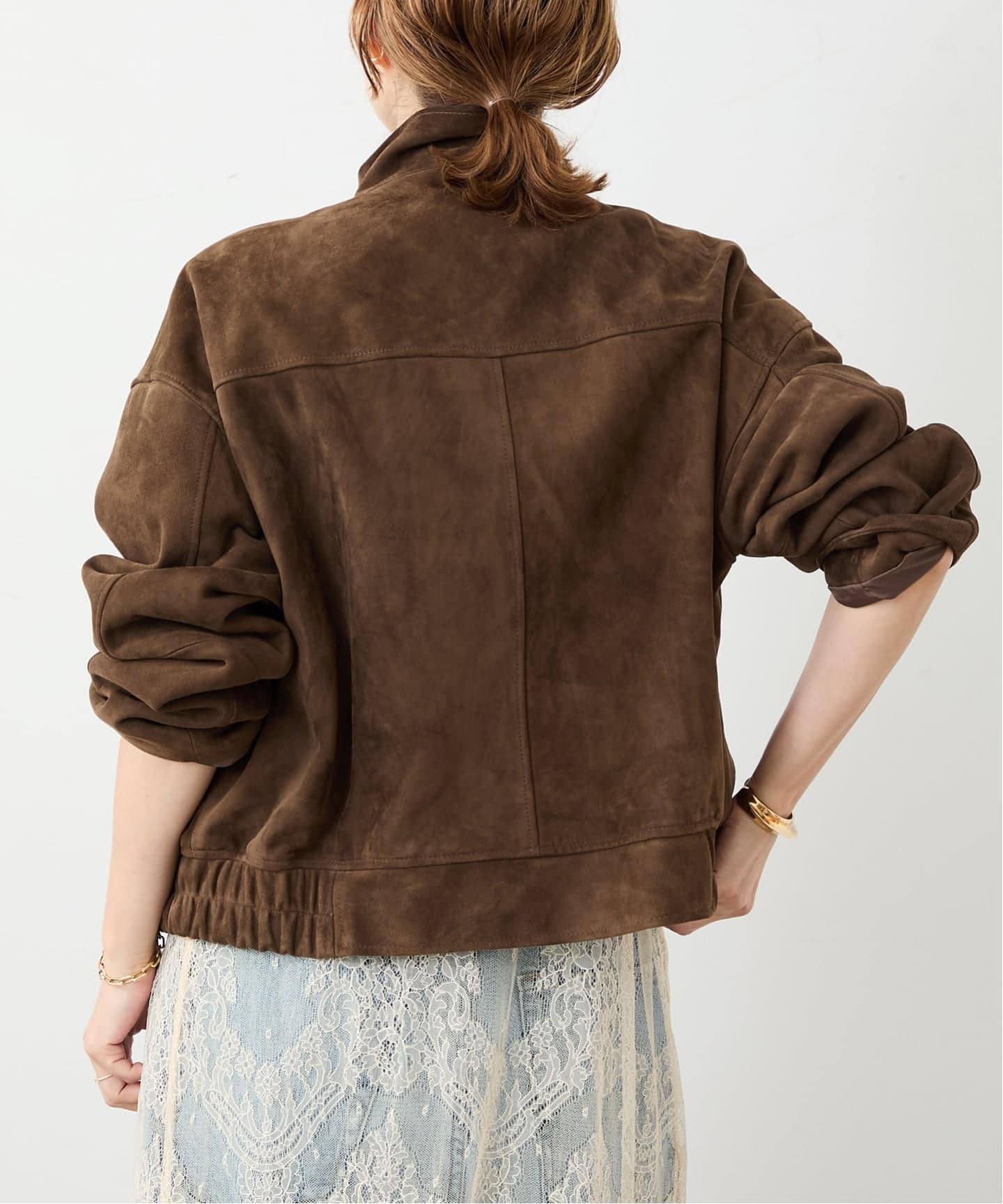 予約》*Suede Cropped ブルゾン（レザージャケット）｜Deuxieme