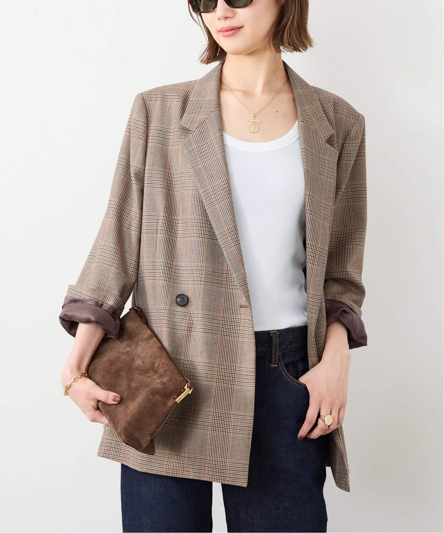 予約》*Essential ジャケット(CHECK)（テーラードジャケット