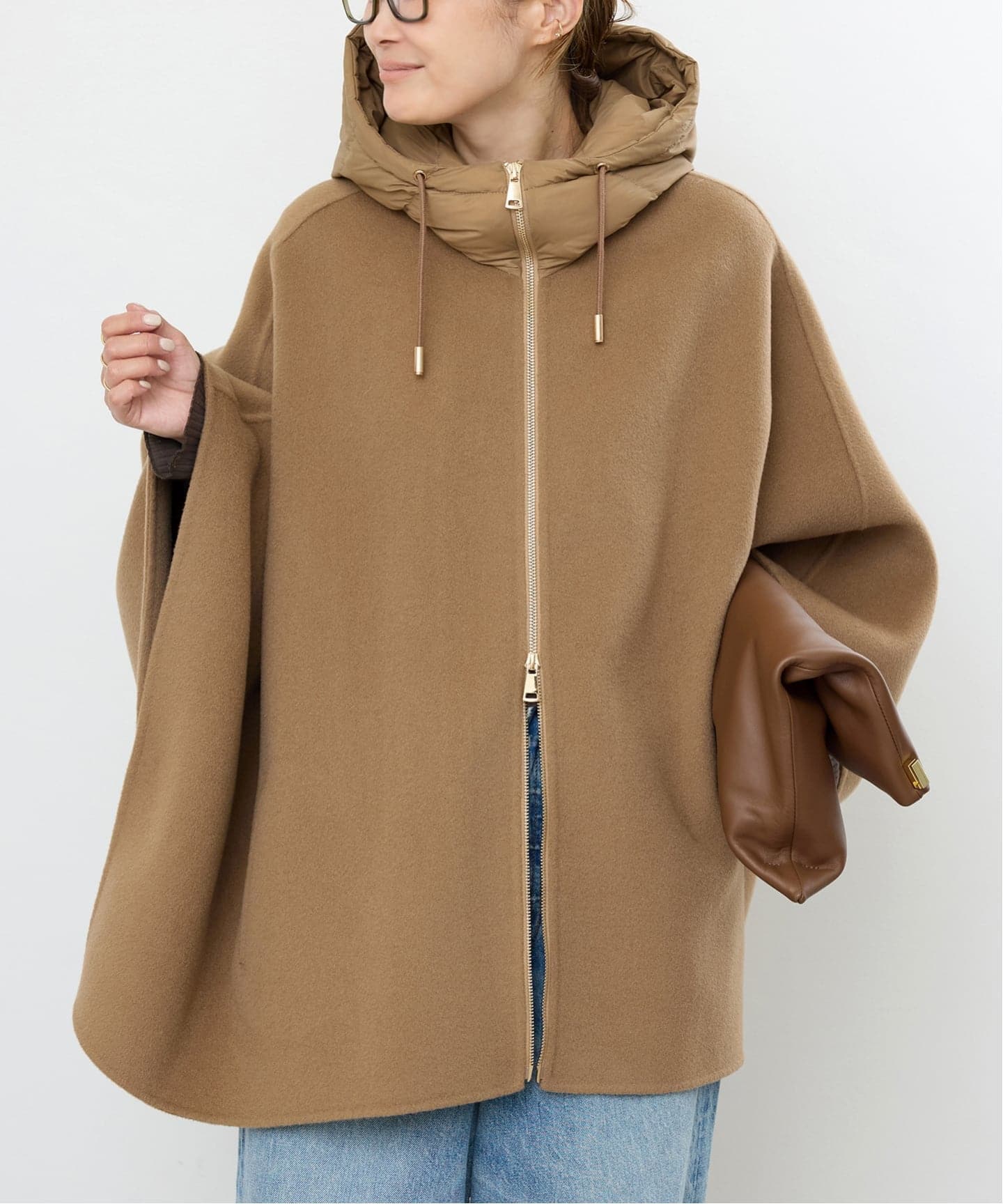 ドゥーズィエムクラス/ラクラス　ケープポンチョ　マントウールコート★ベージュ 予約》【MY WHITE/マイホワイト】CAPE（ポンチョ・マント