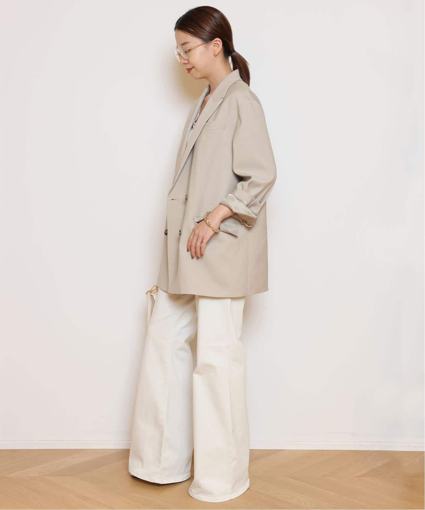 美品 ドゥーズィエムクラス Col Pierrot ジャケット ウール グレーB Col Pierrot(コルピエロ) muse de deuxieme classe取り扱い WOOL
