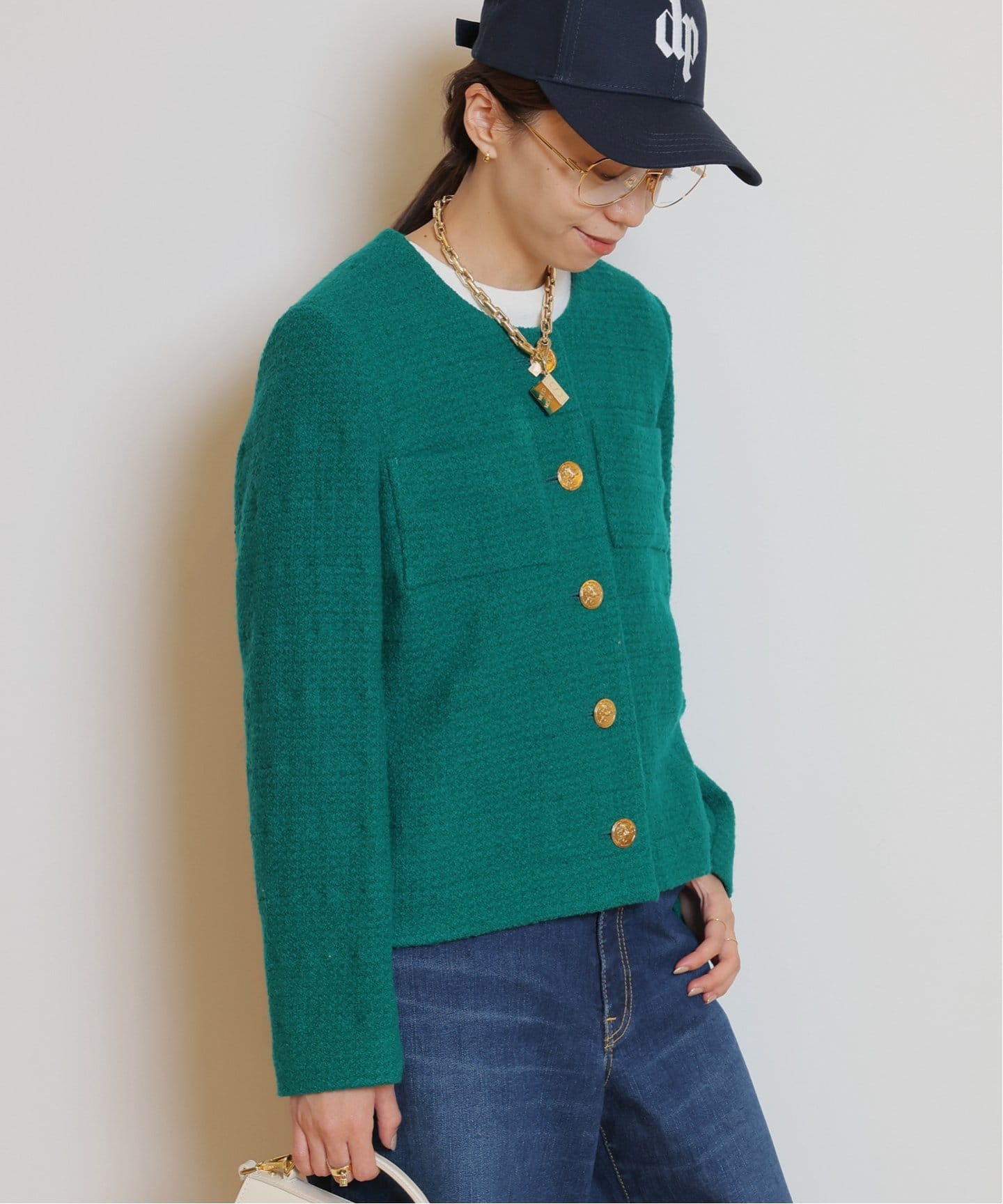 Col Pierrot/コルピエロ】Linton Green ジャケット（ノーカラー