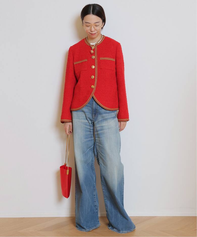 Col Pierrot/コルピエロ】Original Yarn Tweed ジャケット（ノーカラー 