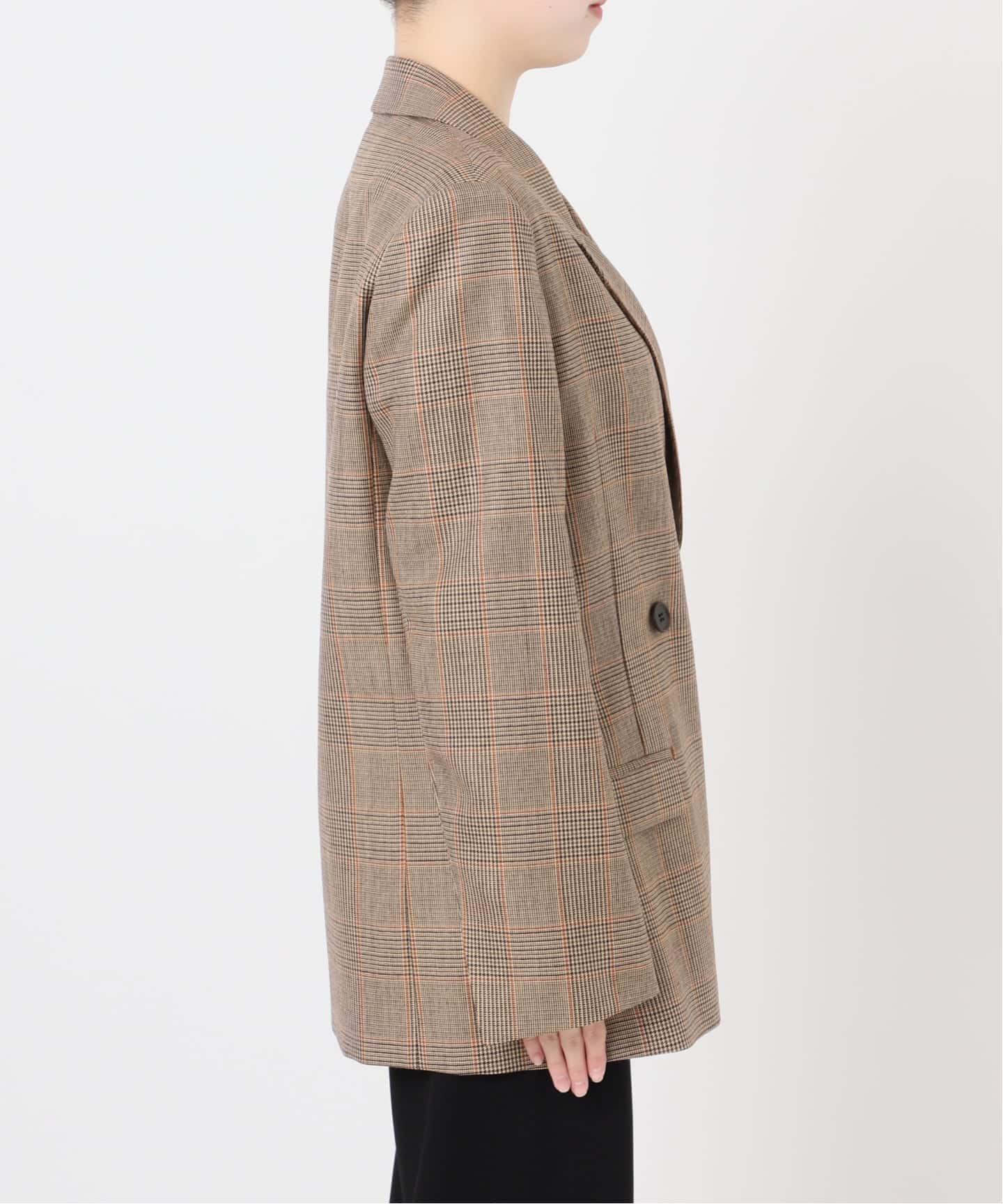 極美品 ミューズドゥーズィエムクラス テーラードジャケット チェック ブラウン Essential ジャケット（CHECK）（テーラードジャケット）｜MUSE
