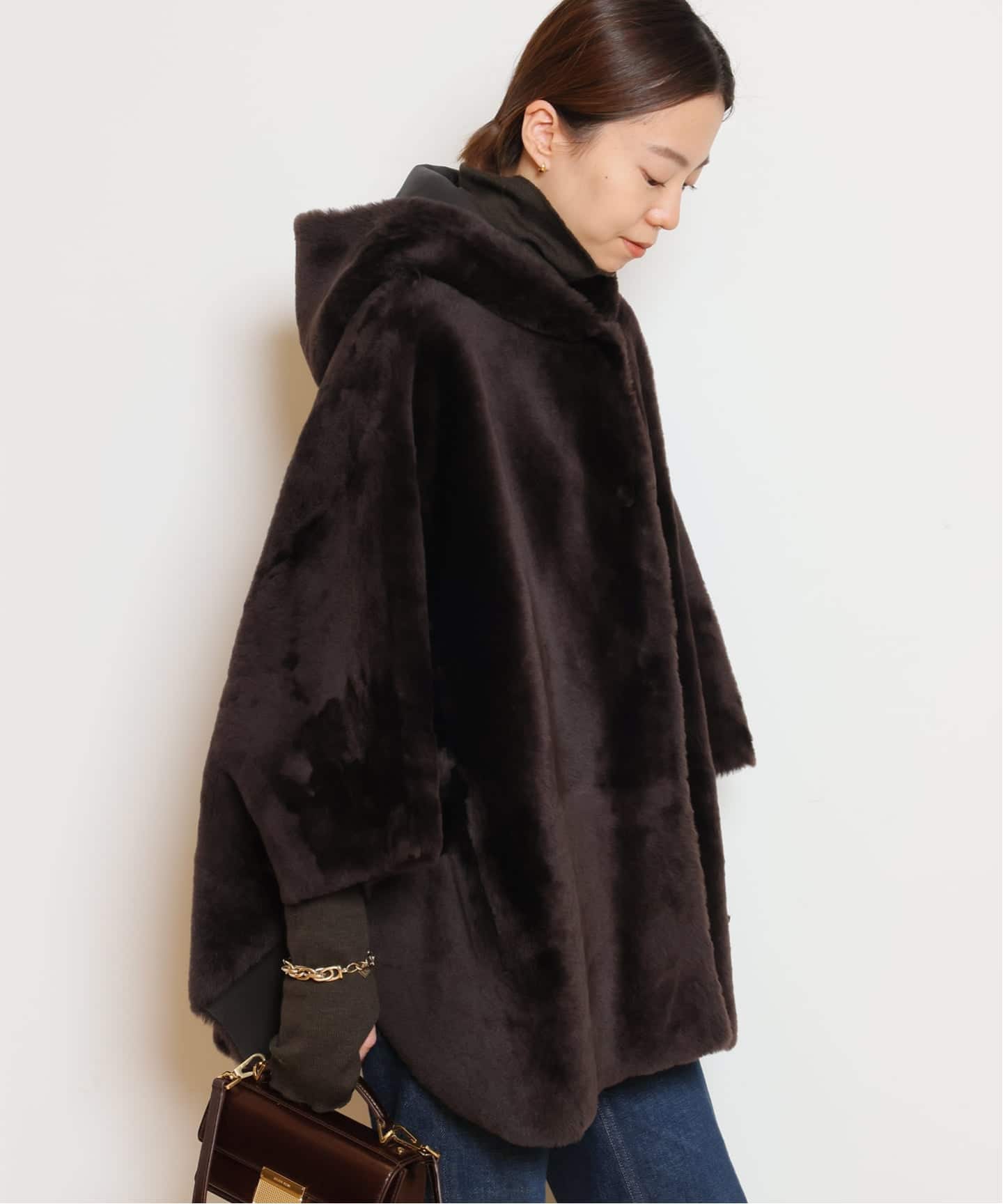 ENES/エネス】 HOODED SHEARING コート（ムートンコート）｜MUSE de