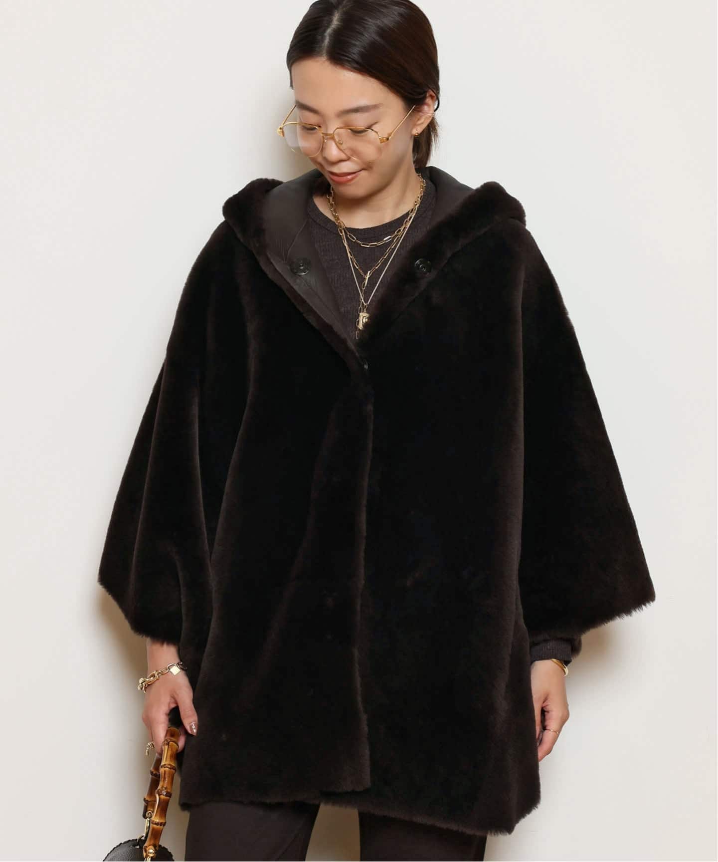 ENES/エネス】 HOODED SHEARING コート（ムートンコート）｜MUSE de