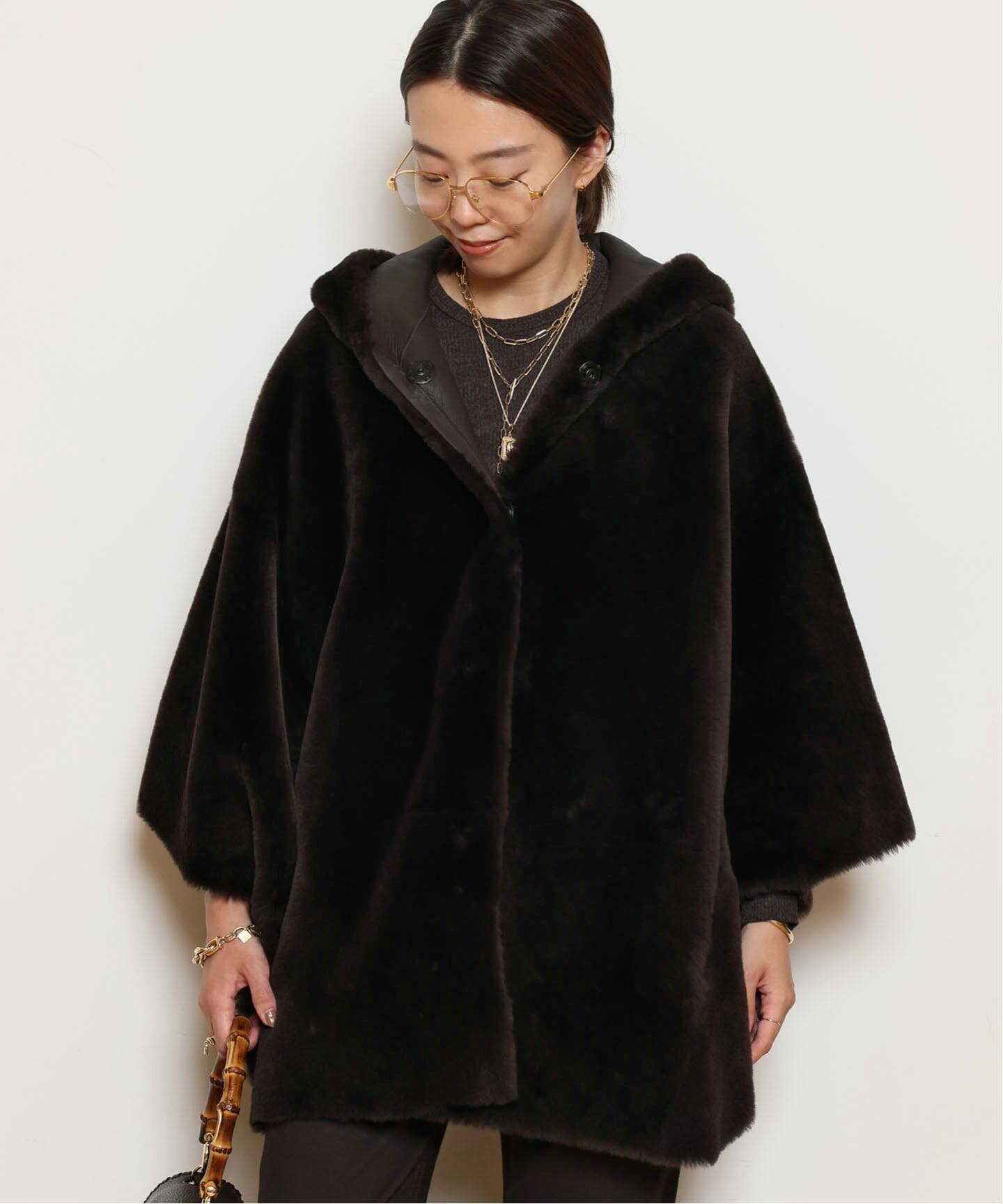 ENES/エネス】 HOODED SHEARING コート（ムートンコート）｜MUSE de 