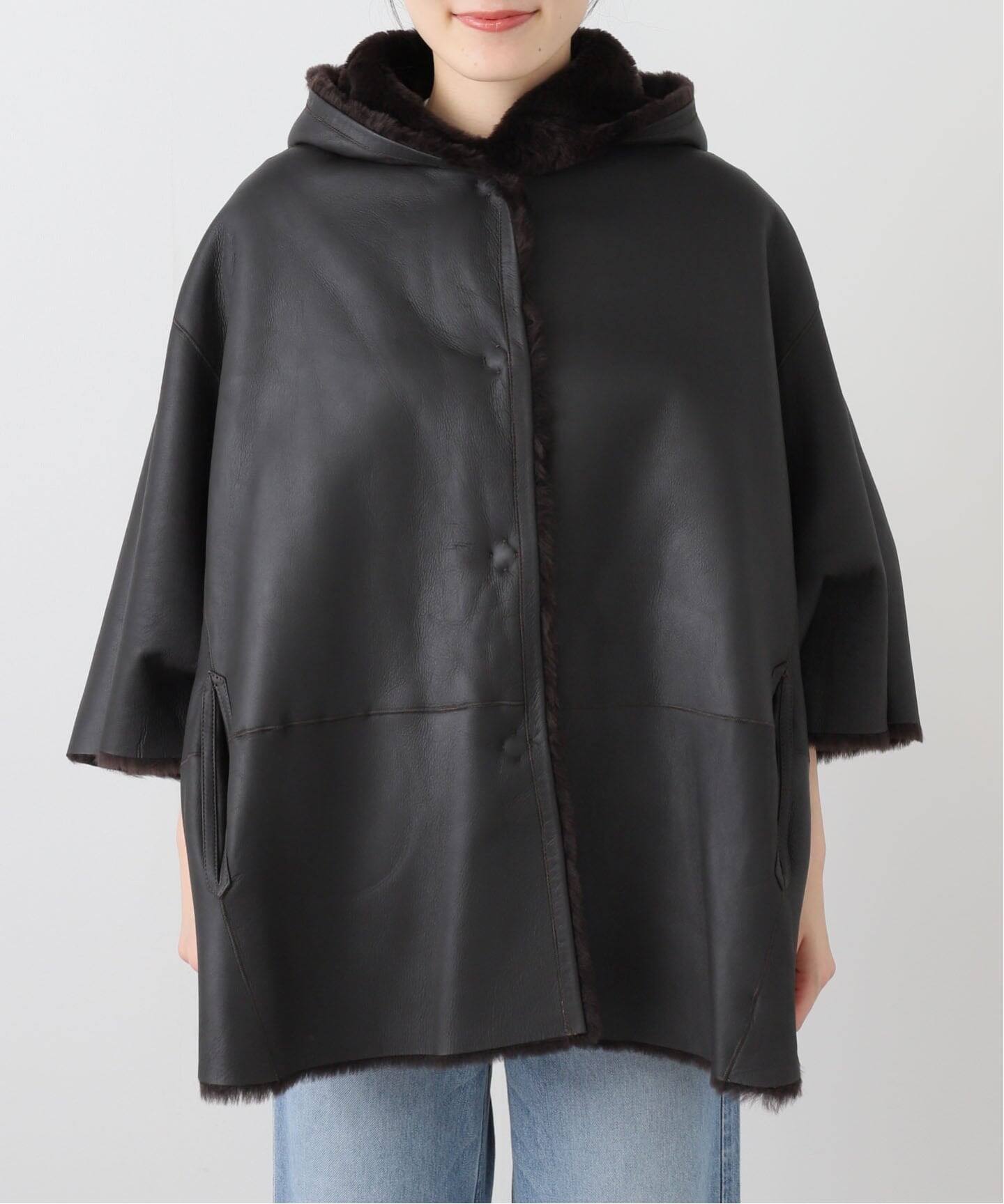 ENES/エネス】 HOODED SHEARING コート（ムートンコート）｜MUSE de 