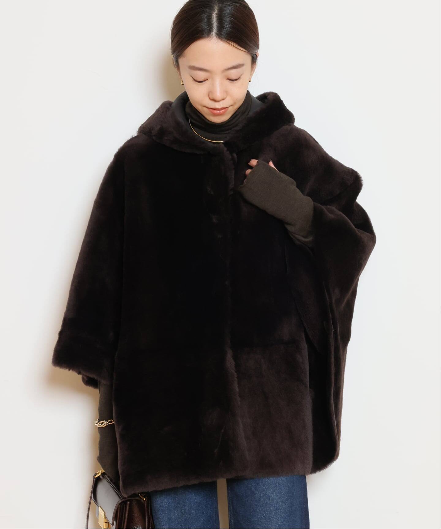 ENES/エネス】 HOODED SHEARING コート（ムートンコート）｜MUSE de 