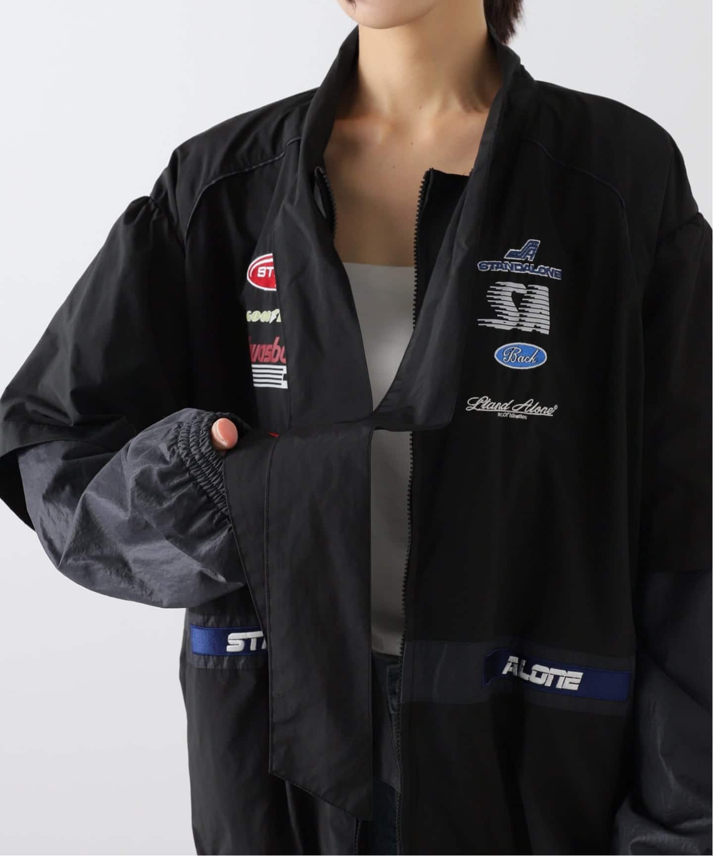 MUSE de Deuxieme Classe スタンドアローン ジャンパー STAND ALONE/スタンド アローン】DETACHABLE PANEL RACING ジャケット