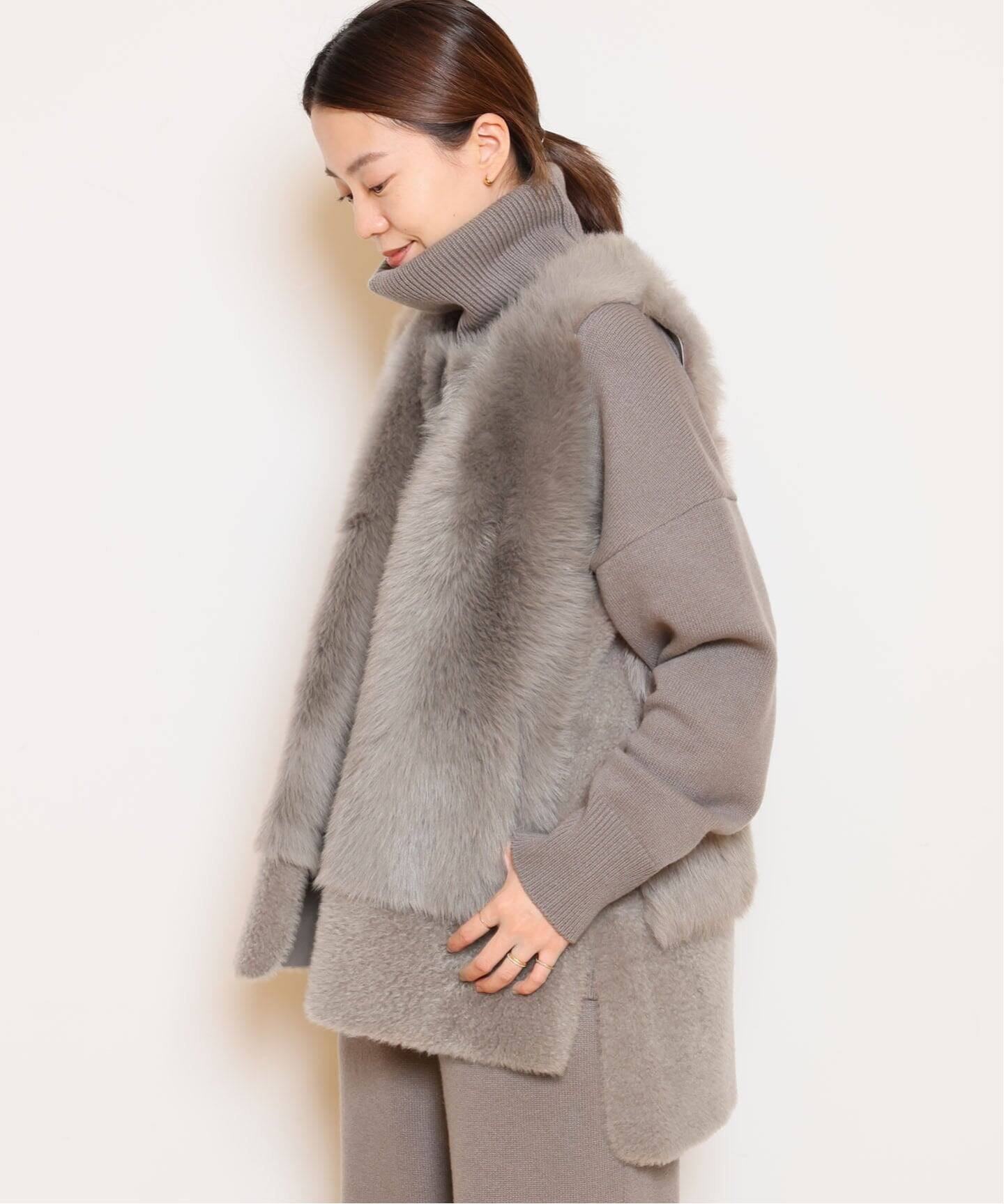 ゆり様　カールドノヒュー　ベスト　ジレ　ムートン　ホワイト　XS ゆり様 カールドノヒュー ベスト ジレ ムートン ホワイト XS ゆり様