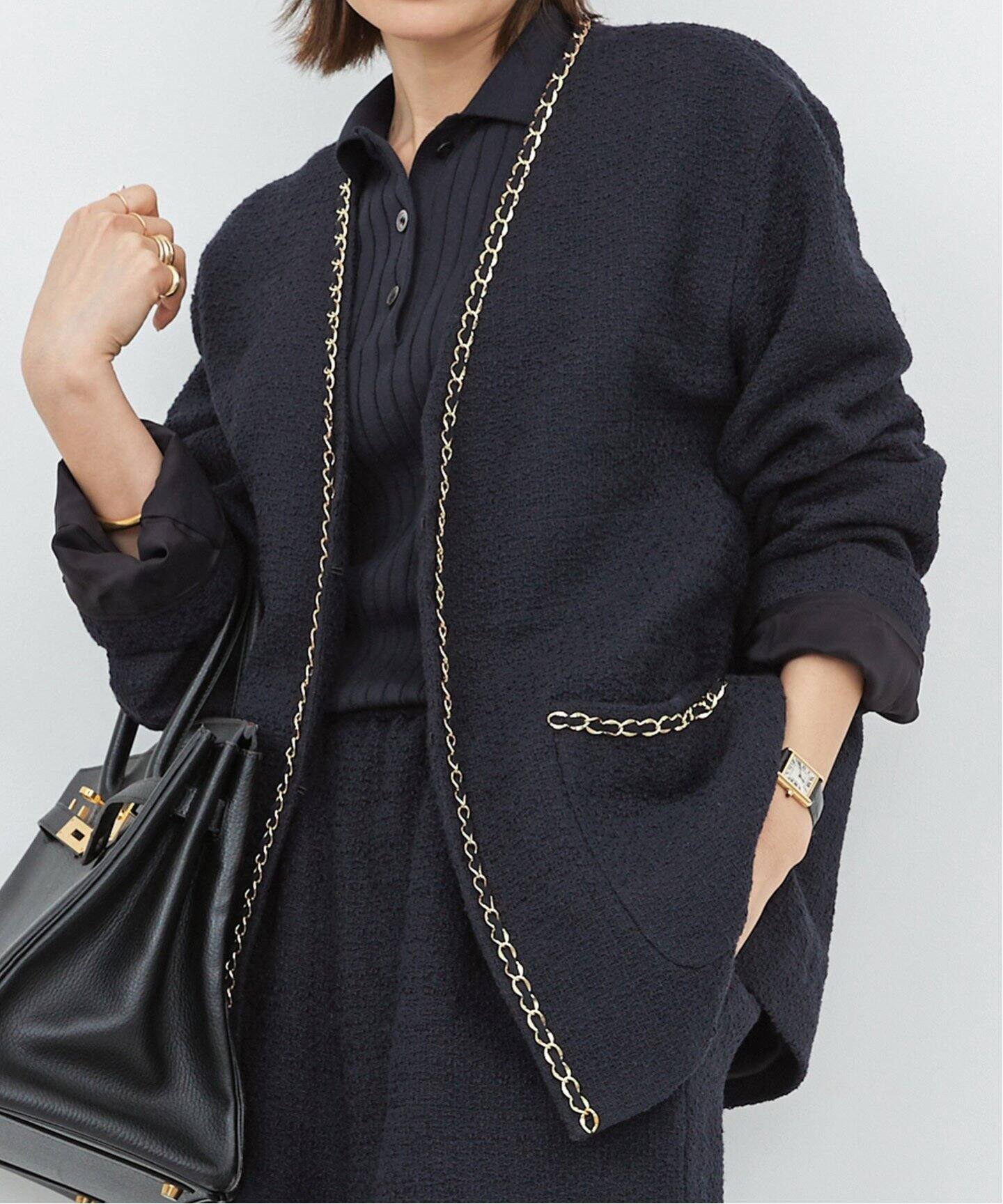 GIOLICA TWEED JACKET（ノーカラージャケット）｜L