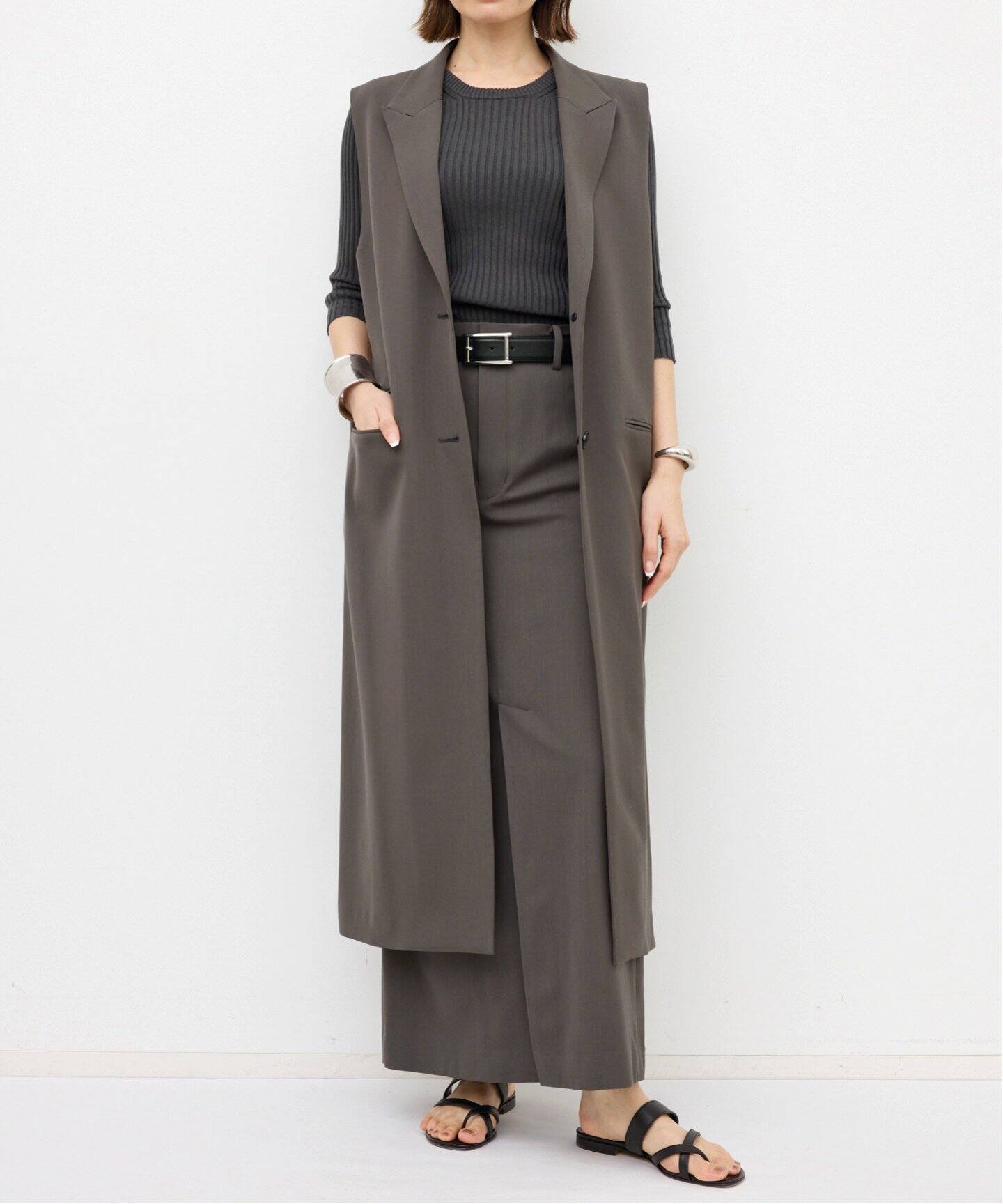 FINE WOOL LONG VEST（ジレ）｜L