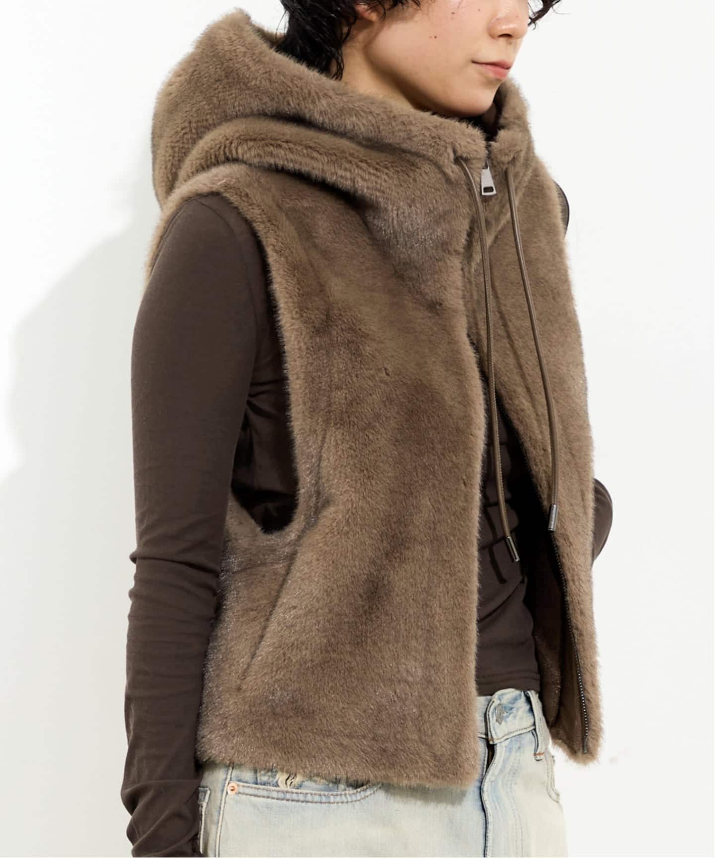 新品アパルトモン ルーアンドレア Fake Hood Coat アパルトモン Lou Andrea Mouton Fake Hood Coat