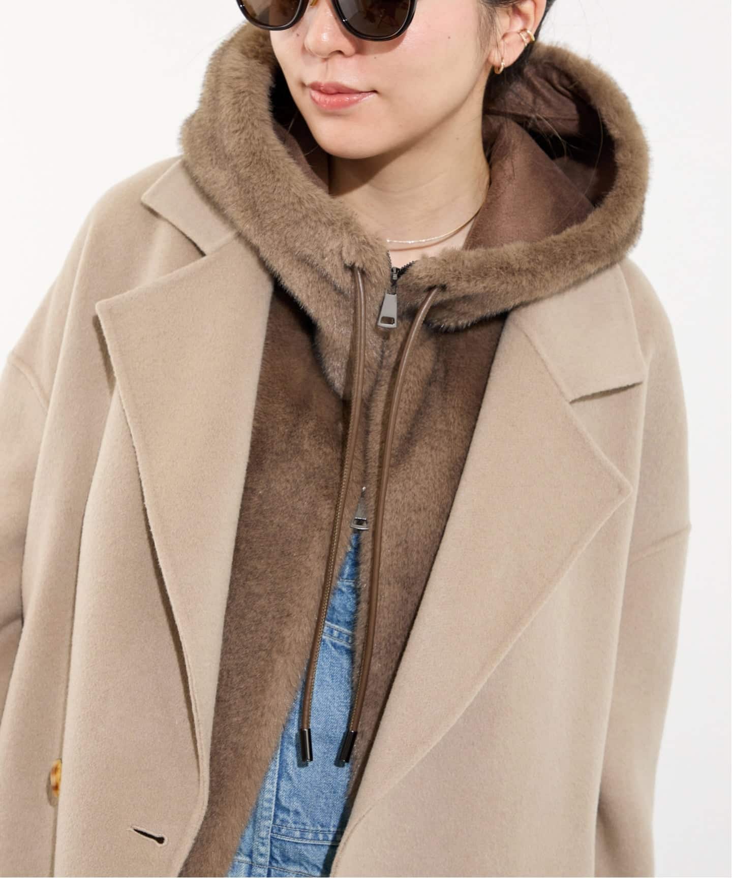 美品★LOU ANDREA★人気完売モデル★HOODIE COAT★ベージュ 予約》【LOU ANDREA/ルーアンドレア】 HOOD VEST（ジレ）｜L