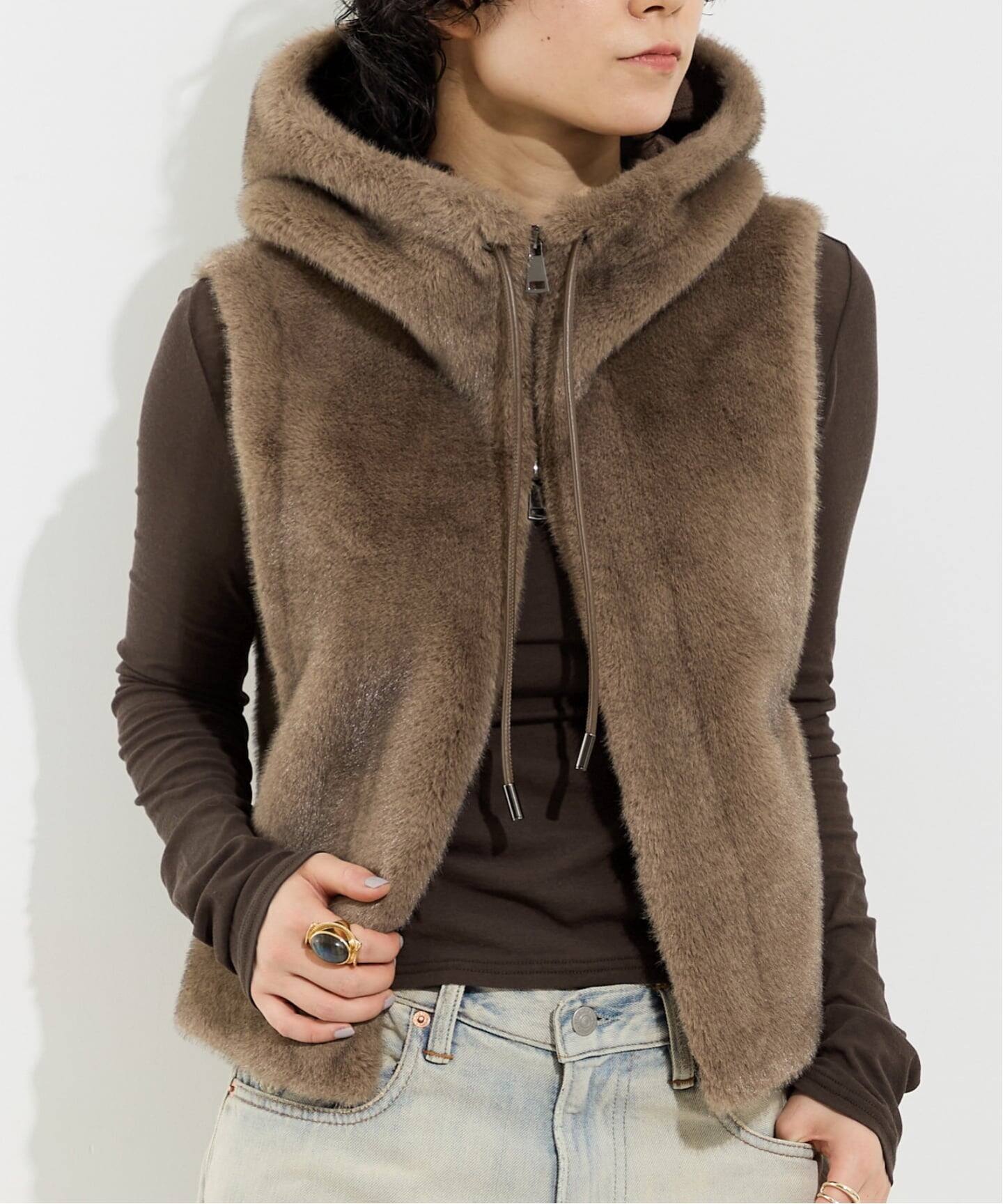 LOU ANDREA/ルーアンドレア】 HOOD VEST（ジレ）｜L